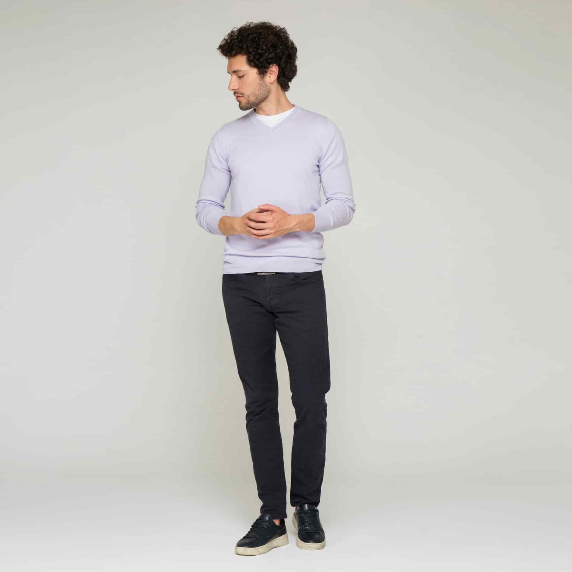 Saco Cuello V Algodón Lila - miniatura 1