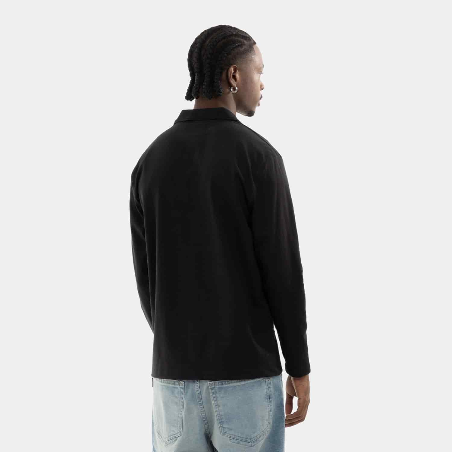 Zip Polo Sweatshirt Black - miniatura 3