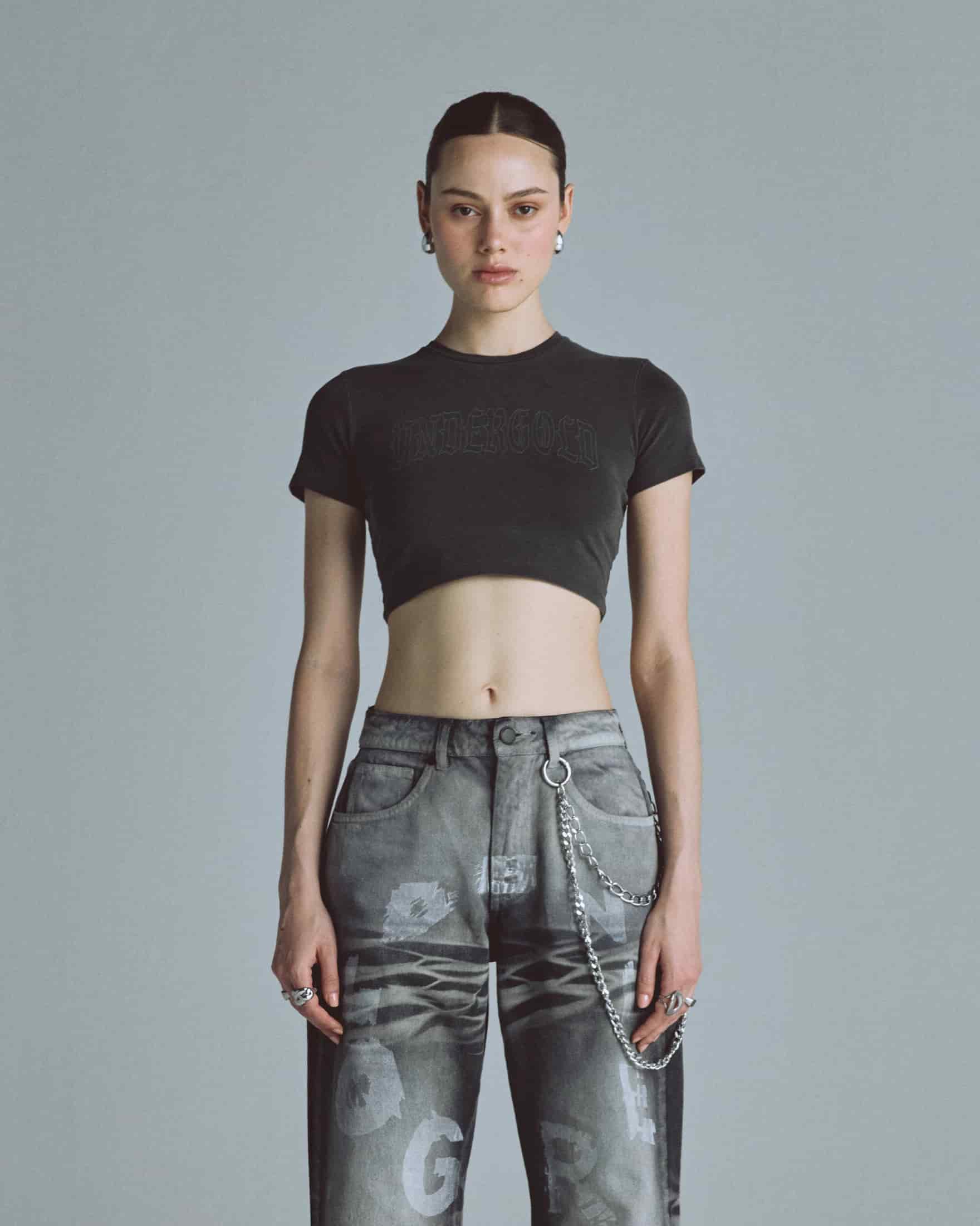 Echoes UNDRGLD Baby Tee Old Washed Gray - miniatura 2