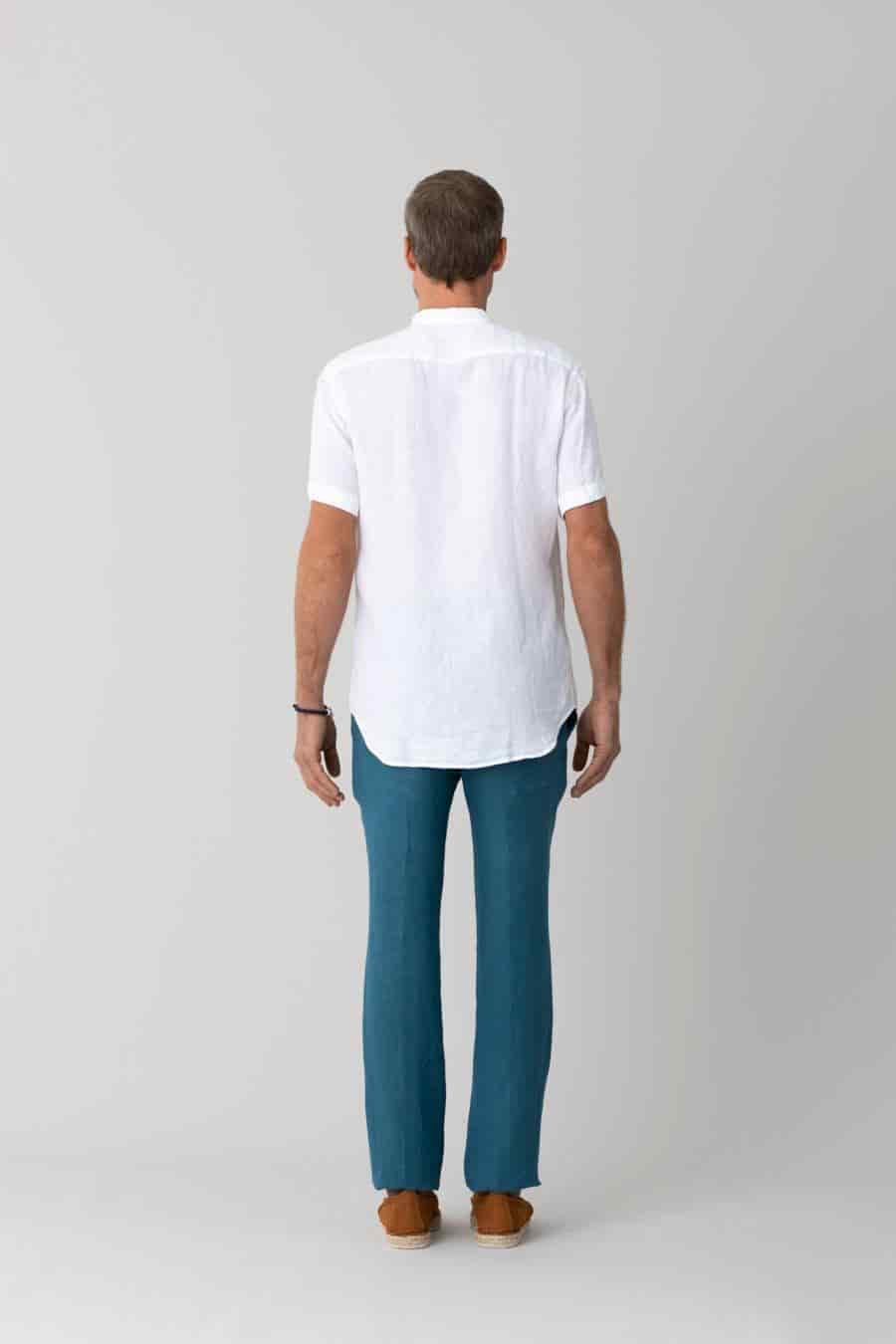 men’s linen shirt mao white mc basic - miniatura 5