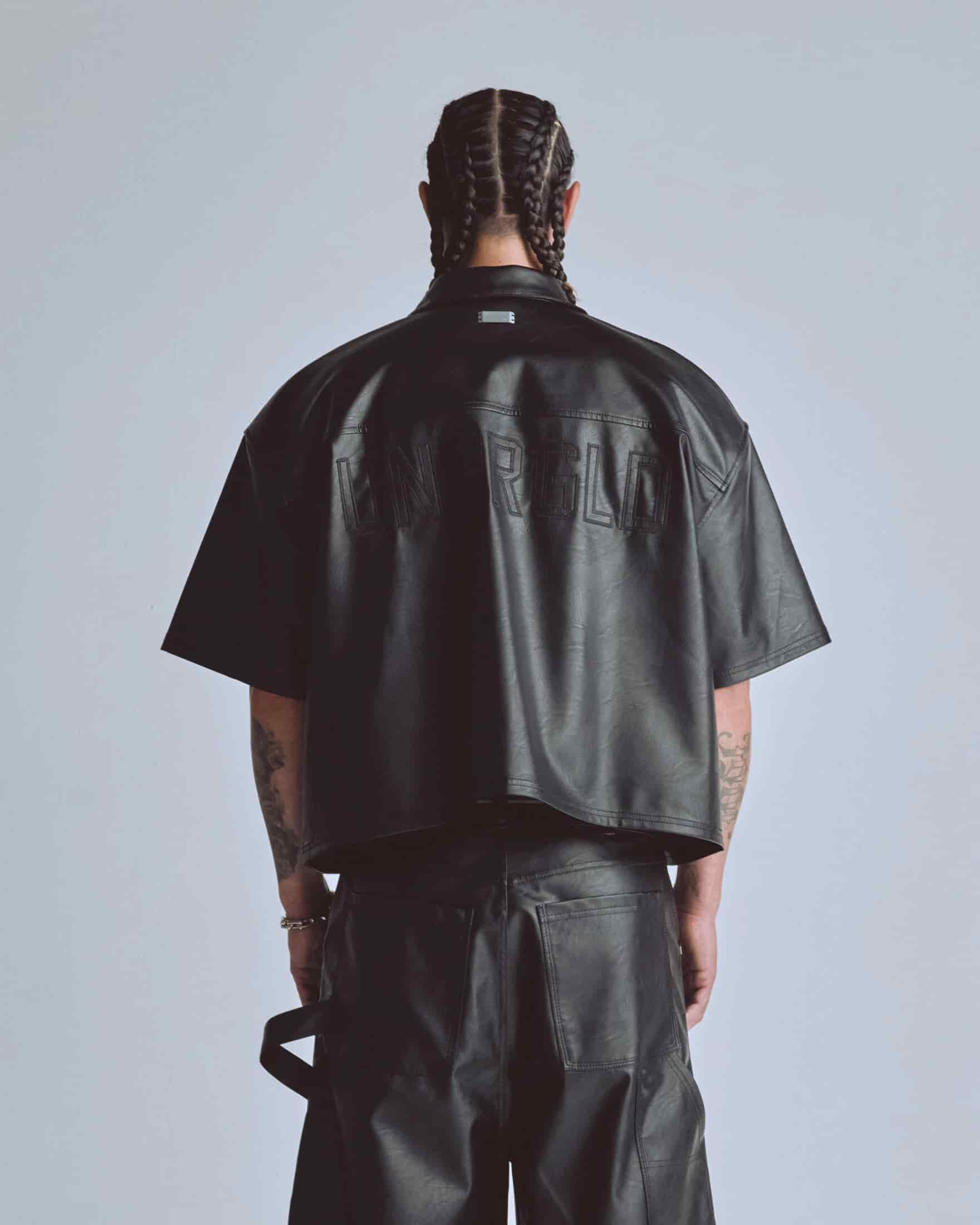 Capsule Basic Pleather Boxy Fit Shirt Black - miniatura 7
