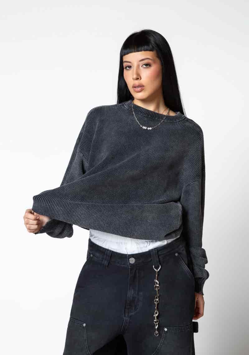 Dopamine black knit crewneck - miniatura 2