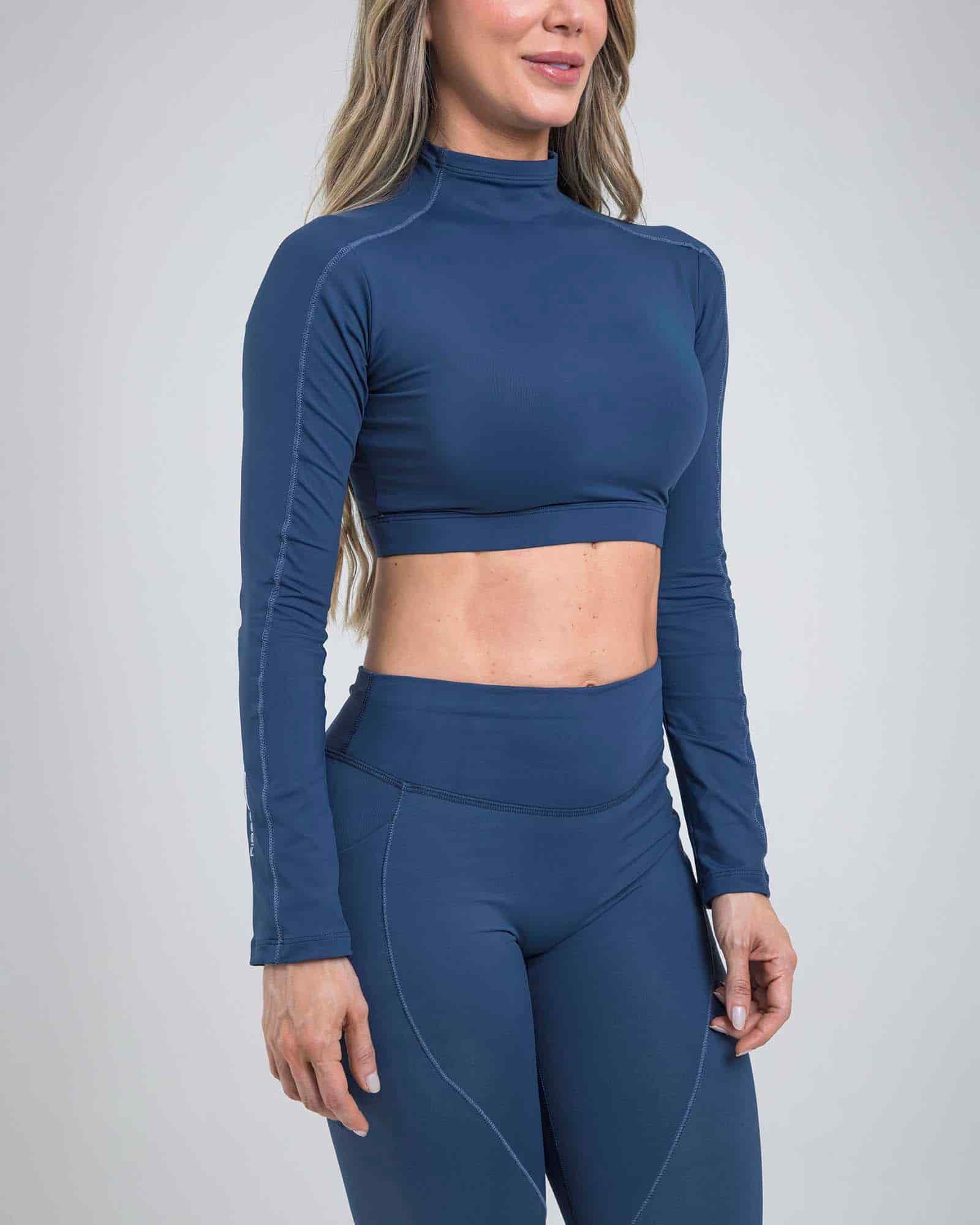Top manga larga bold trek azul fusion outdoor FIBER - miniatura 7