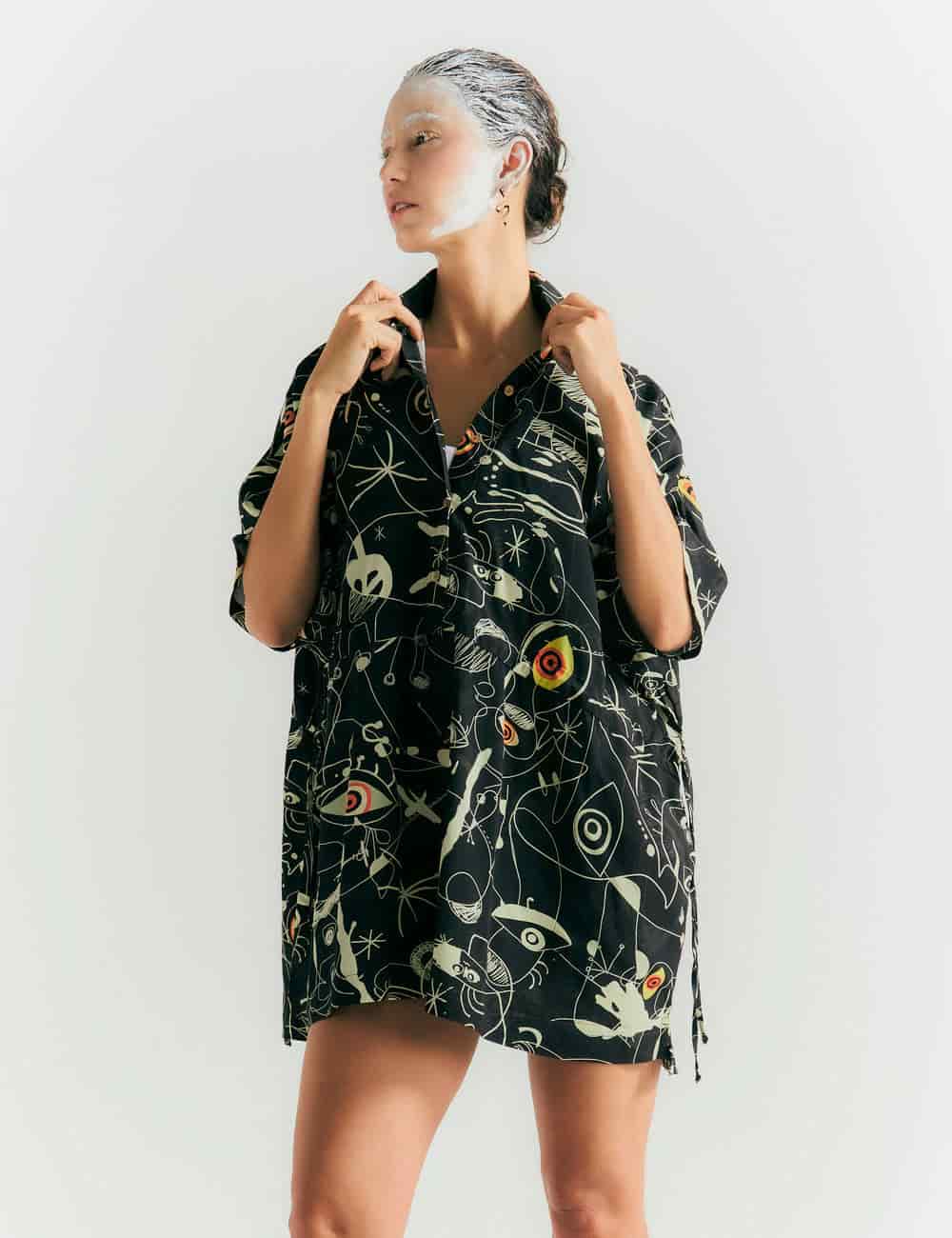 Kurta Tiras ajustable Joan negro+crudo mujer - miniatura 5