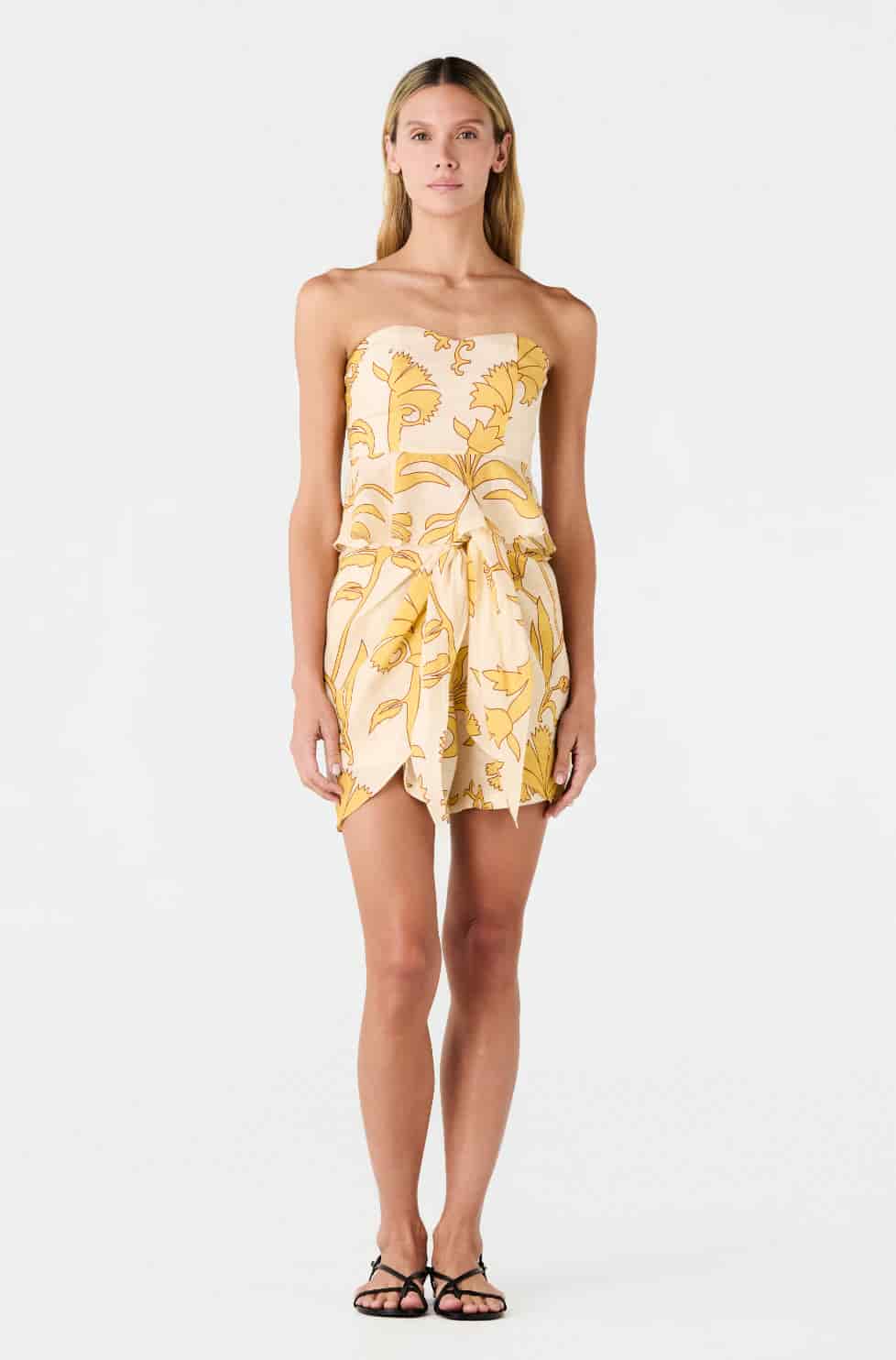 Peplum Linen Top / Yellow Flowers - miniatura 2