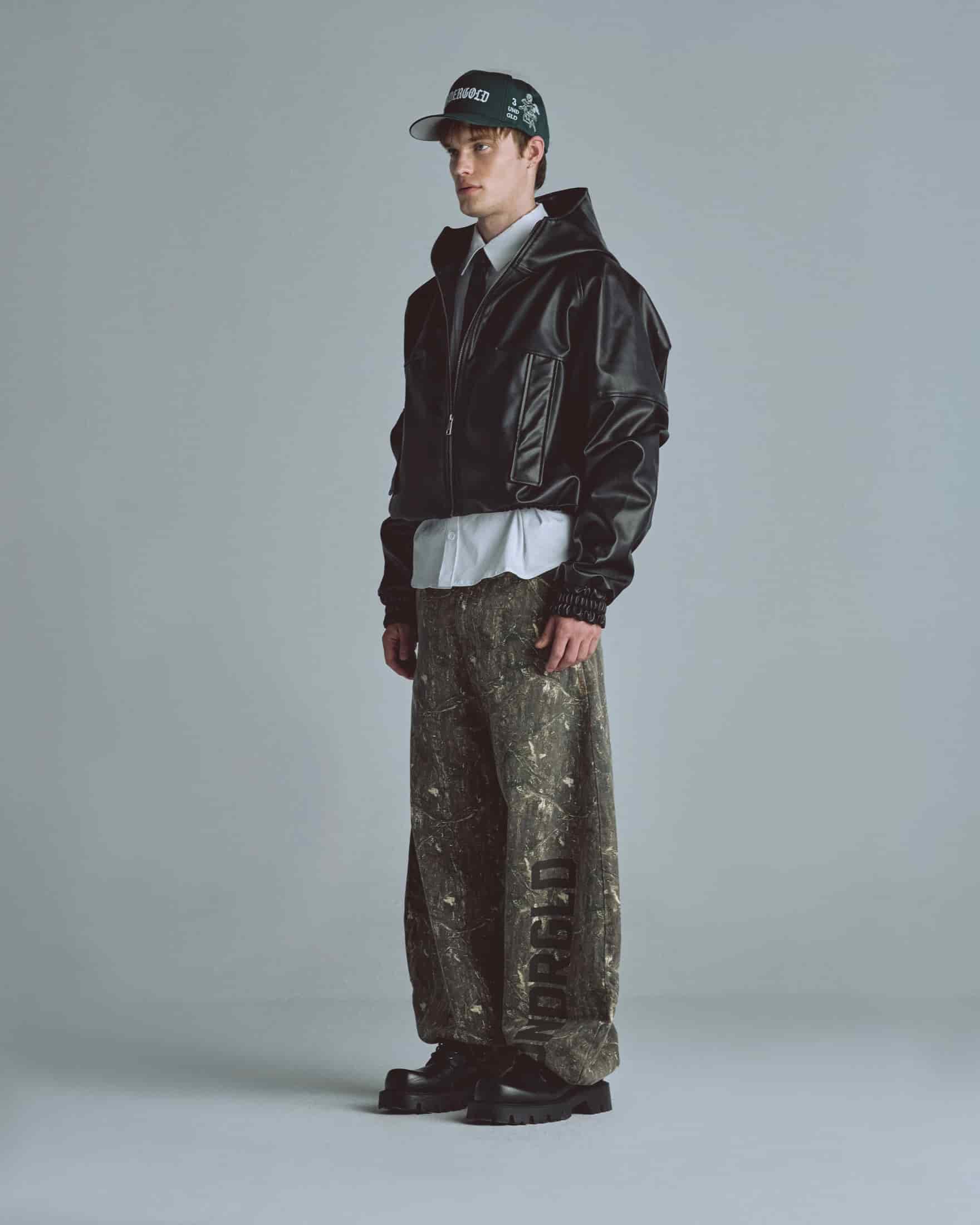 Basics UNDRGLD Leather Zip Up Hoodie Jacket Black - miniatura 12