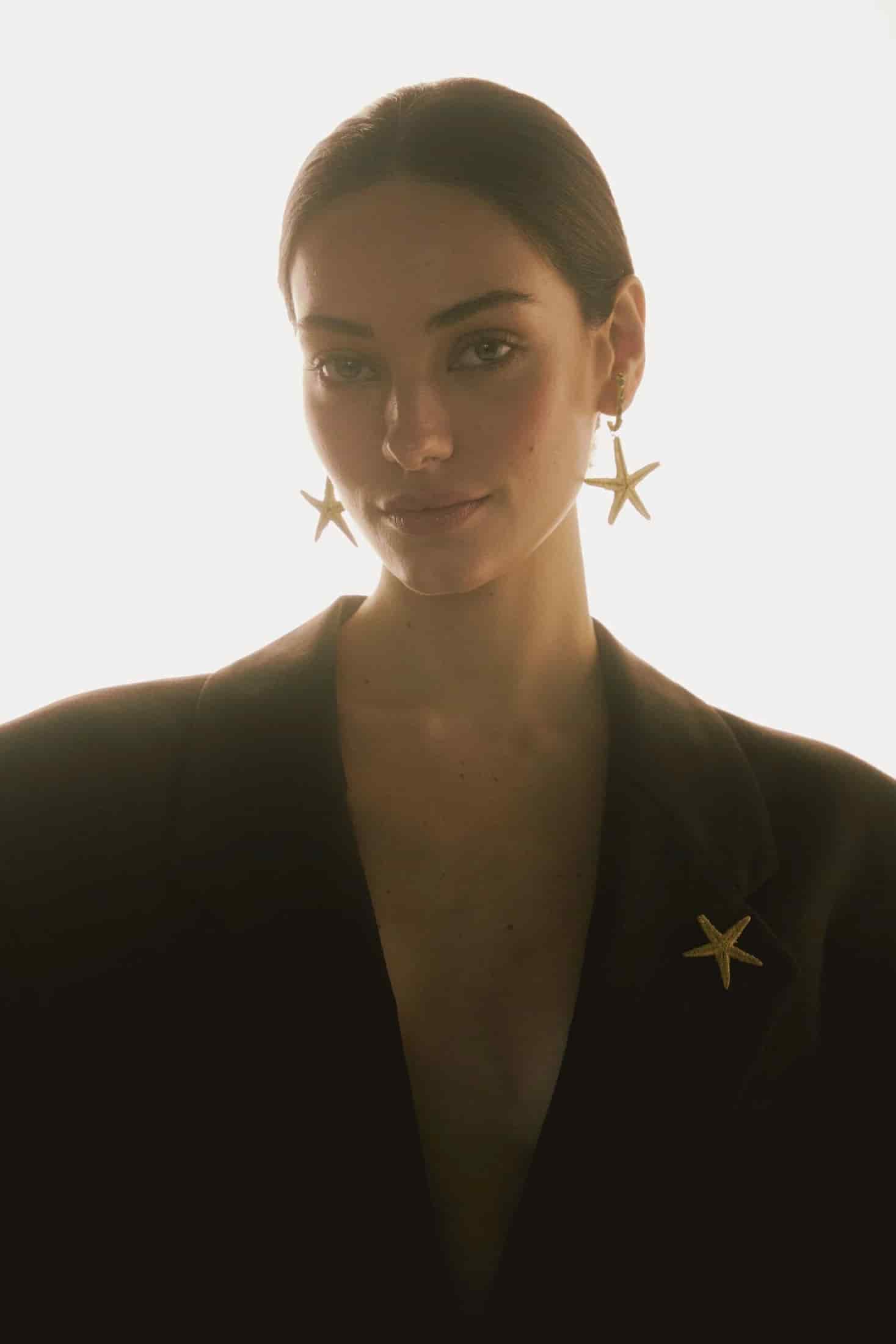 ARETES ESTRELLA DE MAR Y ESMERALDA EN BRUTO - miniatura 3