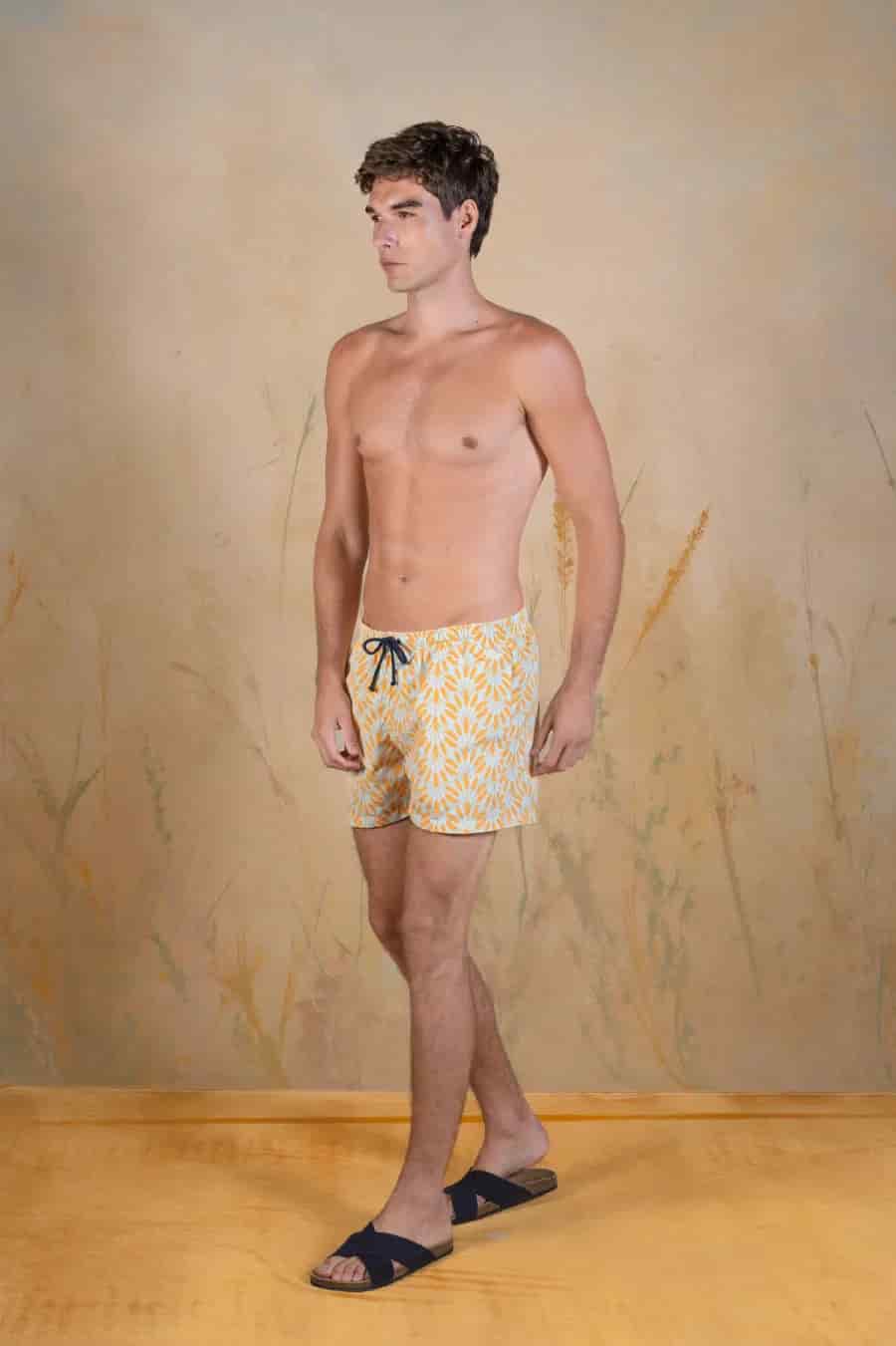 Yellow Spica polyester swim trunks yellow - miniatura 2