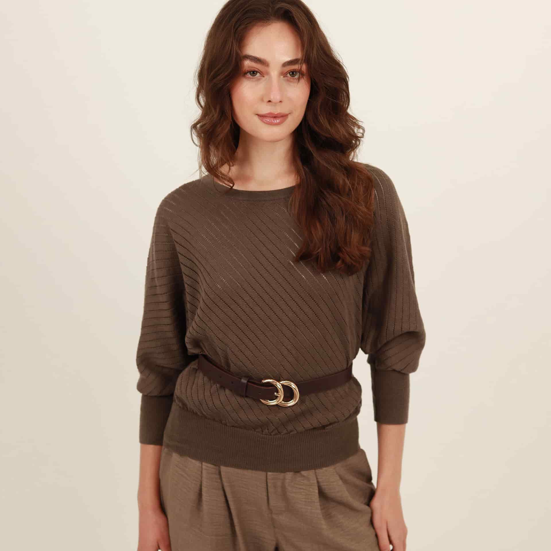 Sweater relajado cuello redondo manga amplia - miniatura 9