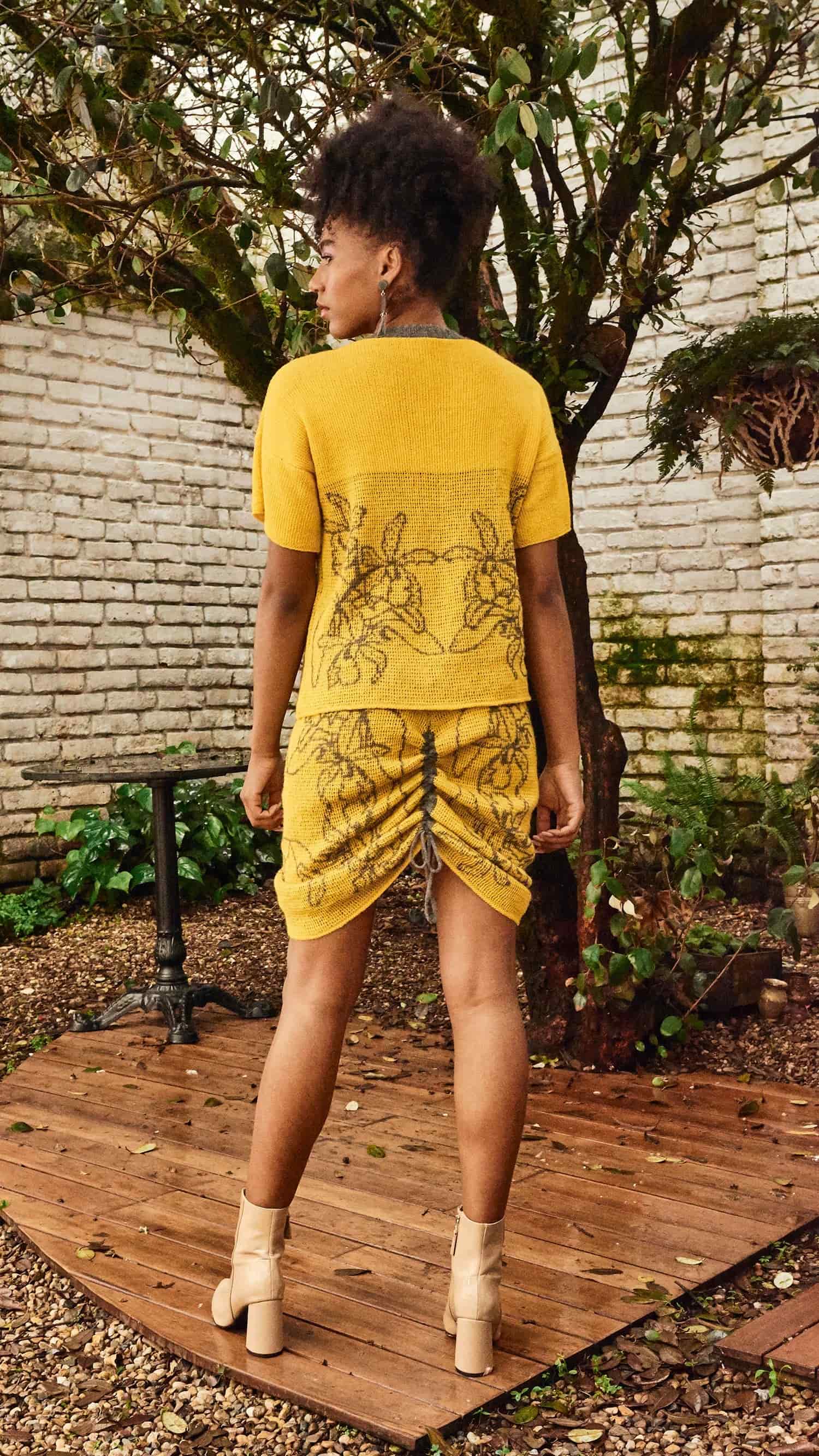 Falda Orquídea Alpaca - Amarillo y gris - miniatura 5
