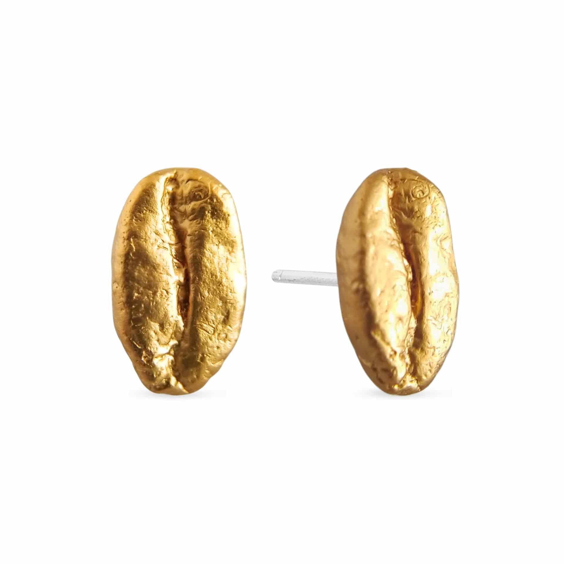 Aretes Café Gesha en plata con baño de oro - miniatura 1