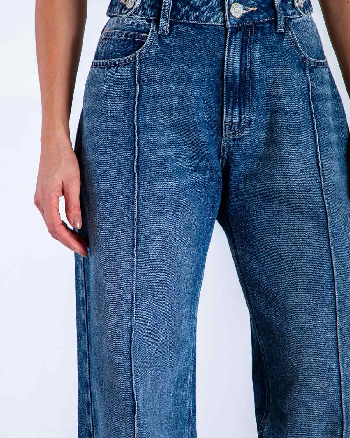 Jean palazzo tono medio para mujer - miniatura 3