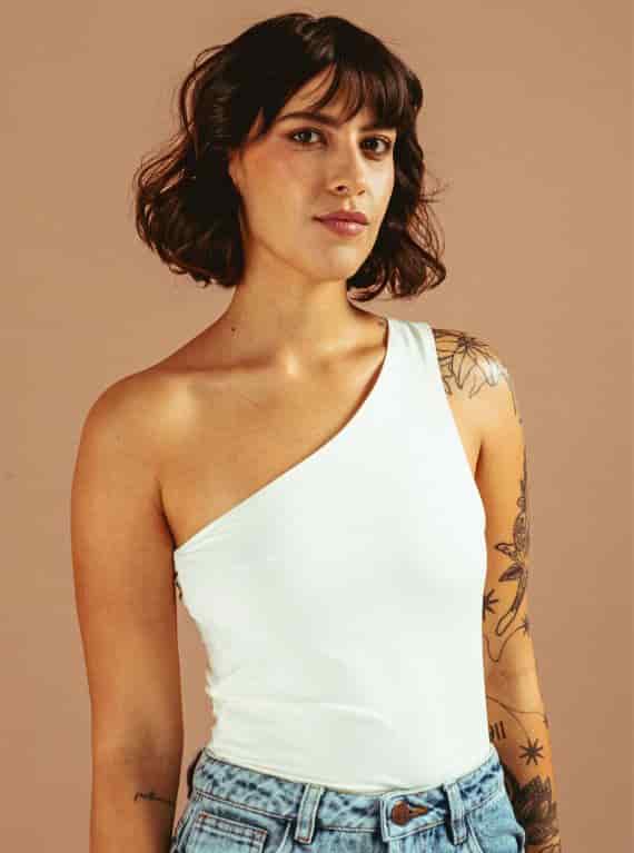 BLUSA ASIMÉTRICA MARFIL - miniatura 1