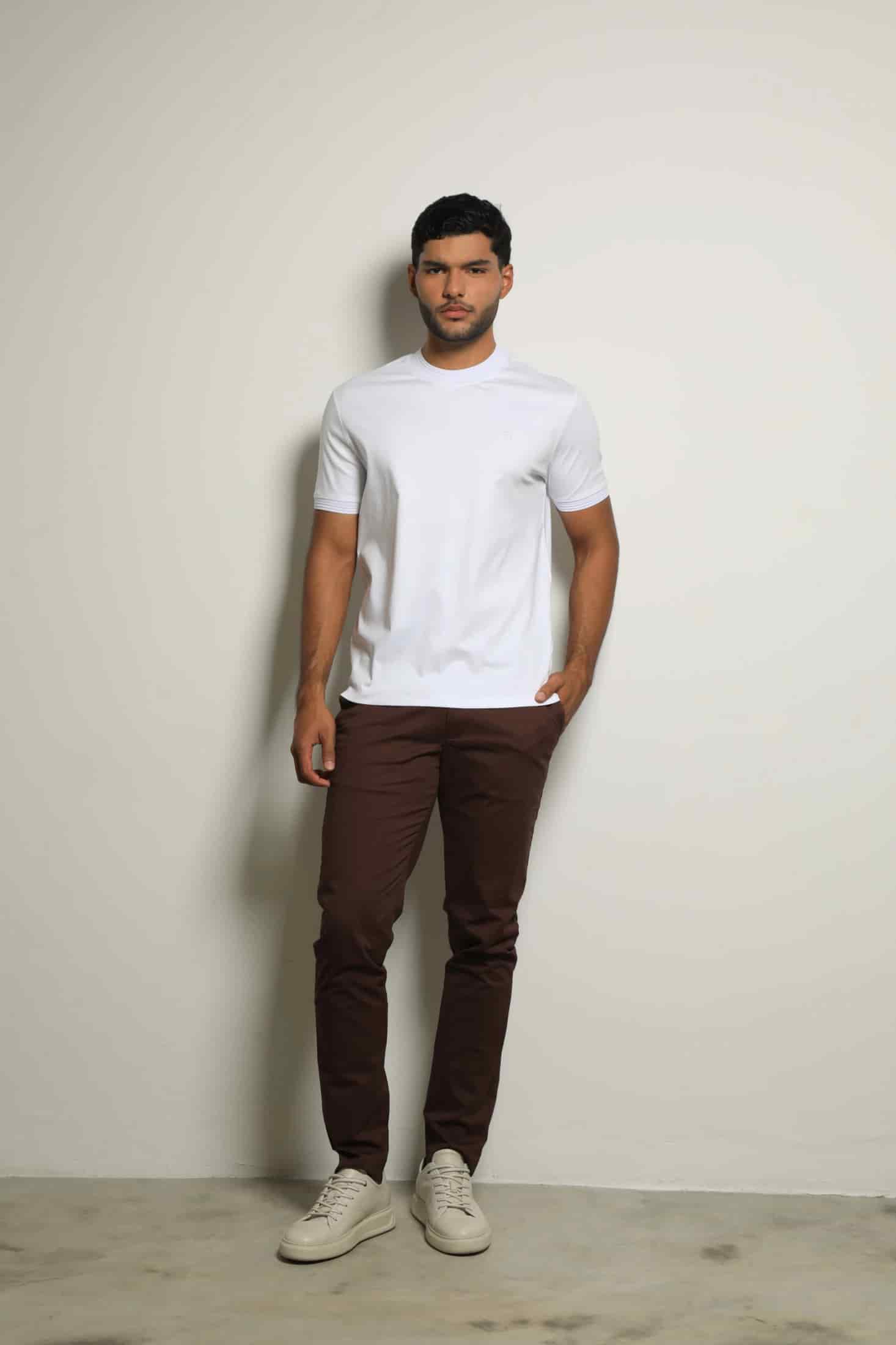 Camiseta Mercerizada Blanco/Detalle Cuello-Puños - miniatura 1