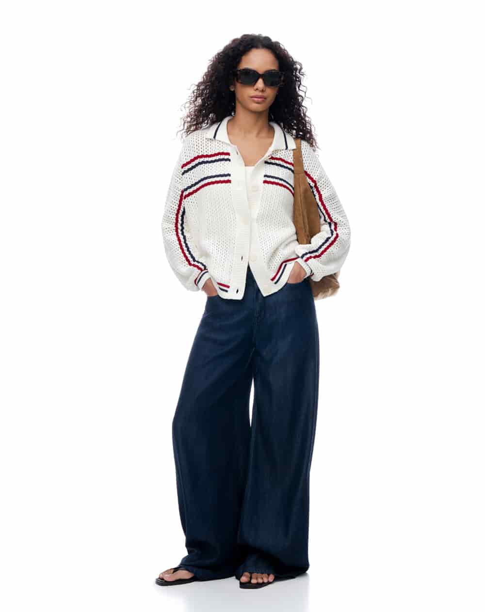 Suéter regular rayas blanco mujer - miniatura 5