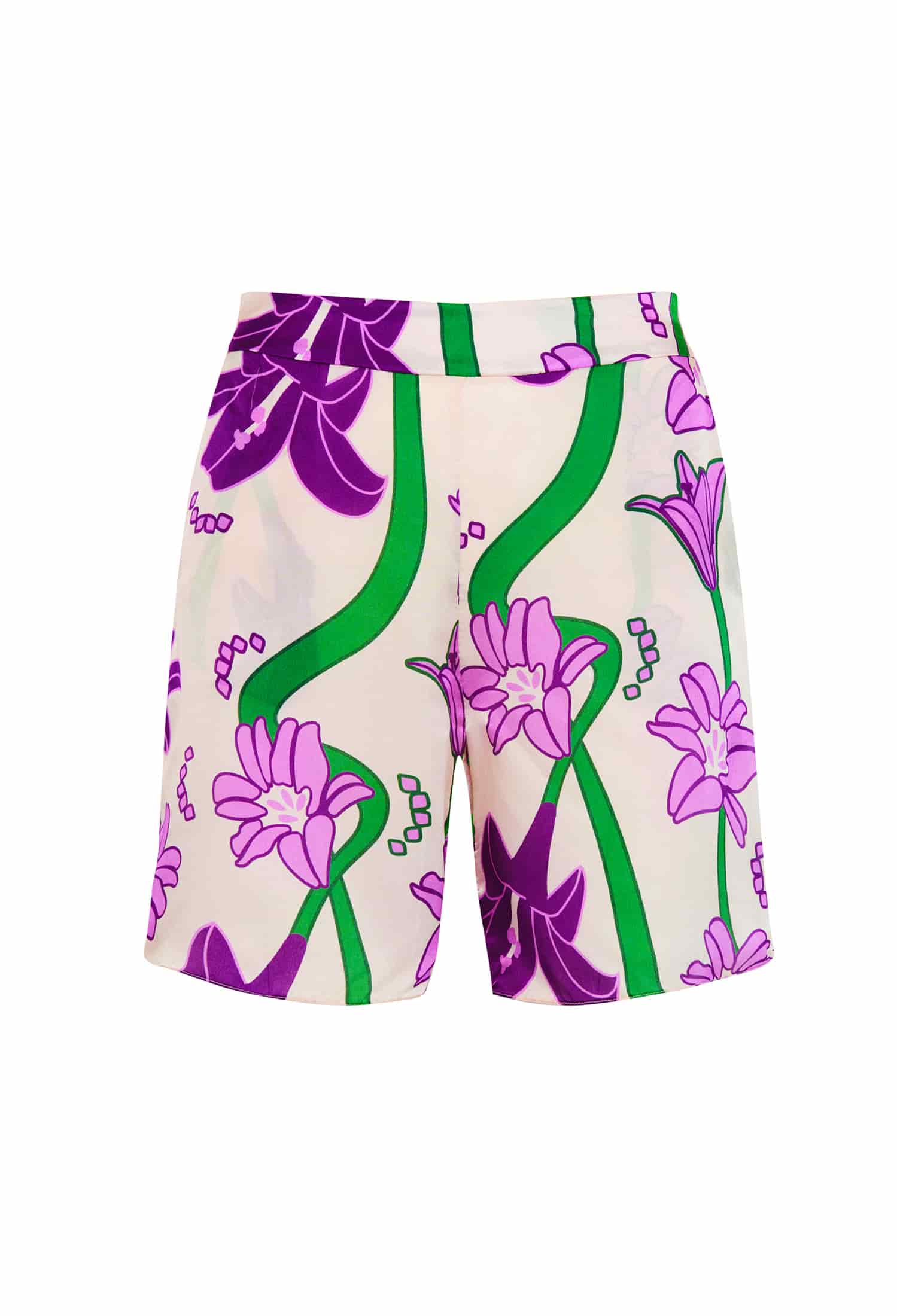 Noches De Luna Silk Shorts / Violet Flowers - miniatura 1
