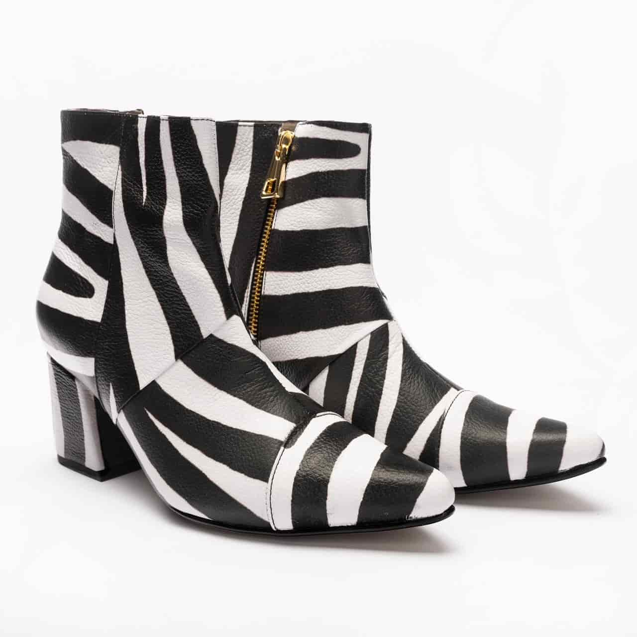 ZEBRA black X white ANKLE boots - miniatura 2