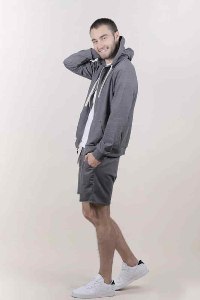HOODIE DE CREMALLERA GRIS UNISEX - miniatura 2