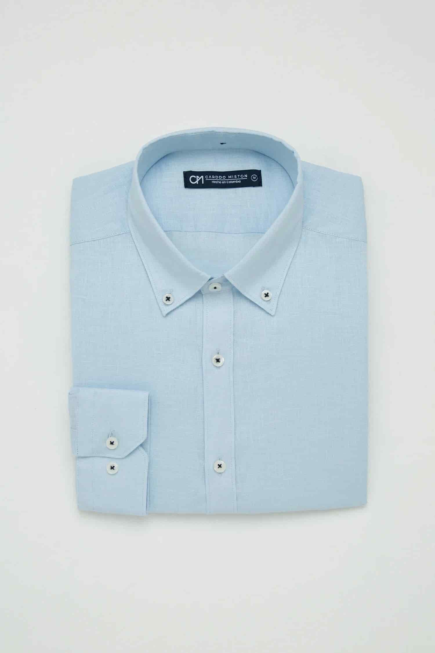Camisa Button Down Lino Azul Bebé - miniatura 4