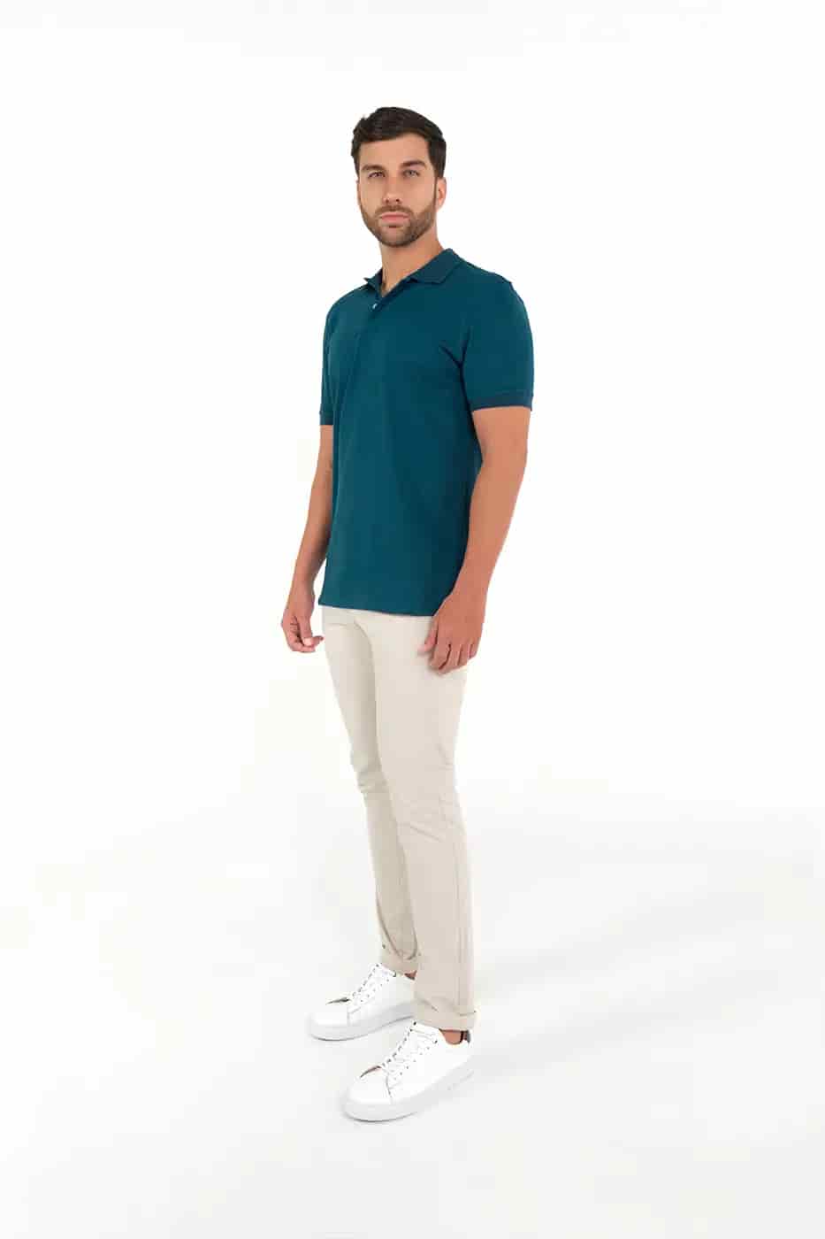 Camiseta Polo 100% Algodón Azul Petróleo - miniatura 2