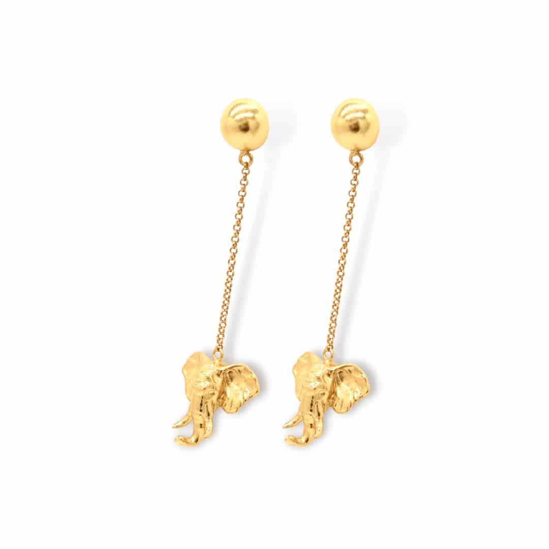 Aretes largos con cabeza de elefante - miniatura 1