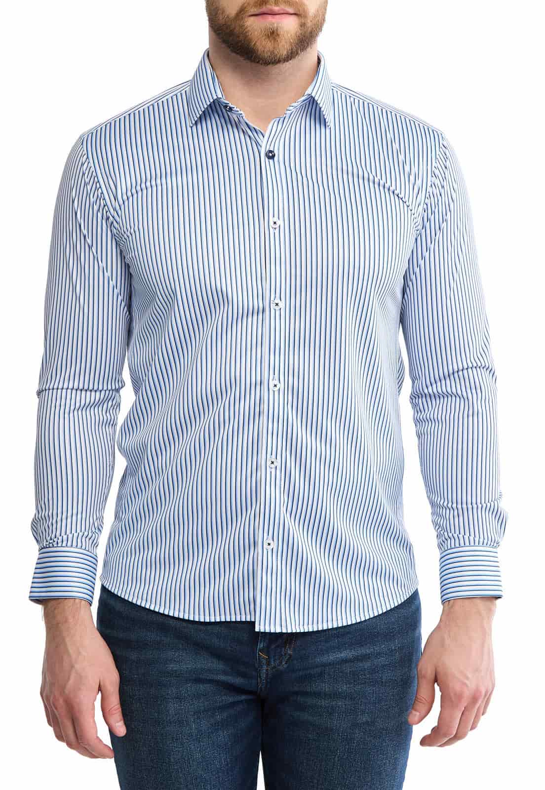 Camisa manga larga rayas azules - miniatura 3