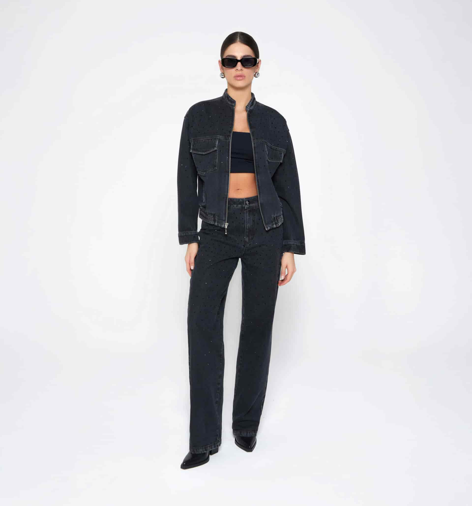 Chaqueta denim con cristales - miniatura 4