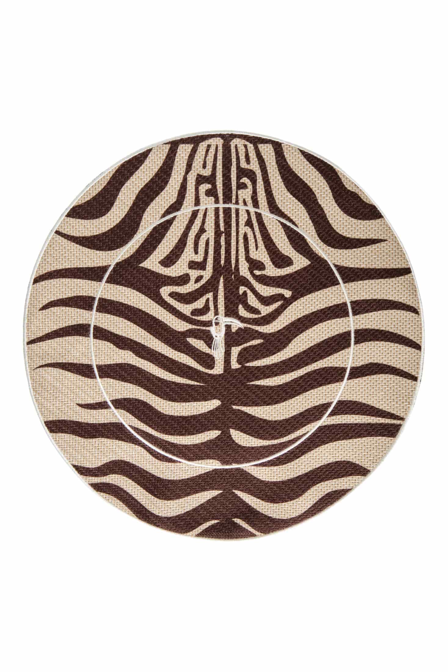 Zebra Embroidered Placemats Set of 4 / Brown - miniatura 1