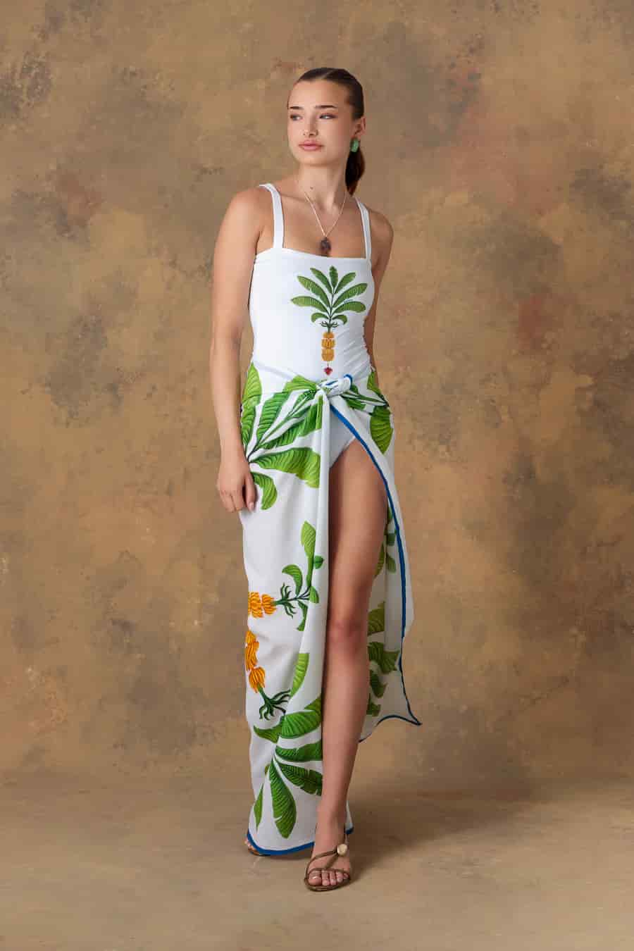 Women's pareo cotton thalos white - miniatura 4