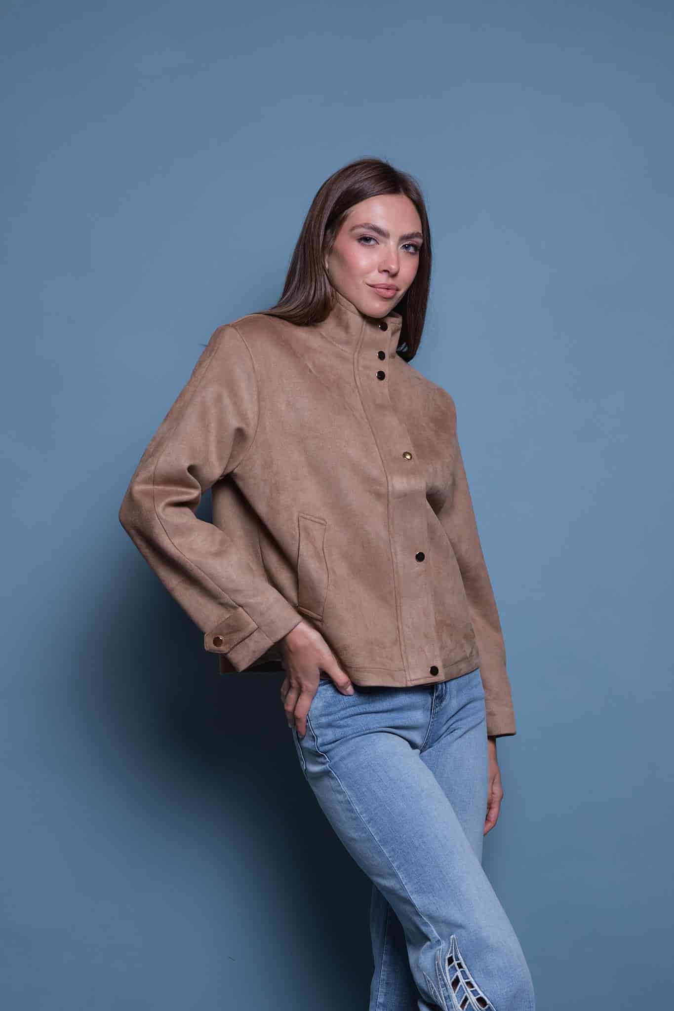 CHAQUETA GAMUZA CUELLO FUNNEL CAFE - miniatura 3