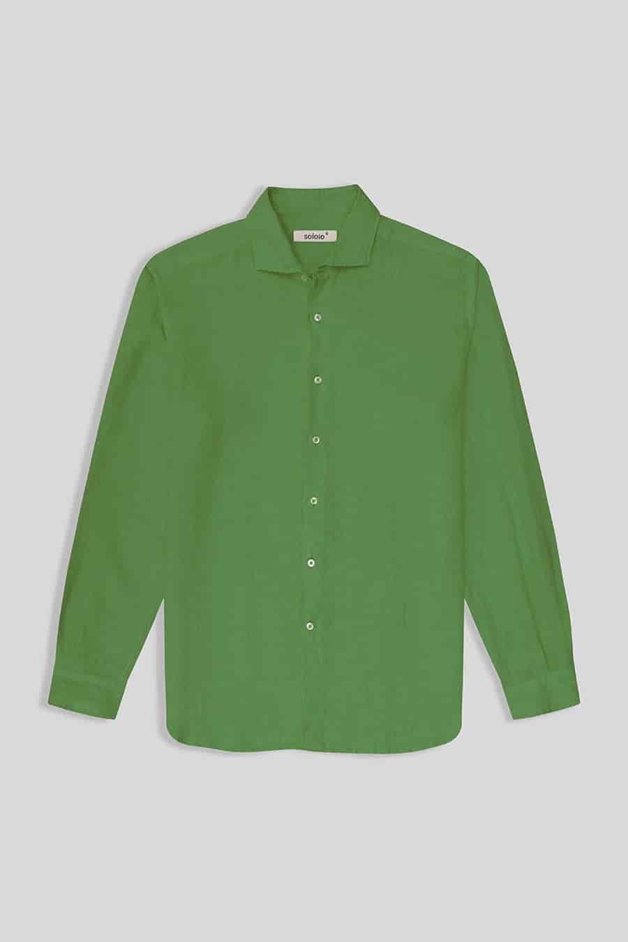 Men’s linen shirt forest green - miniatura 1