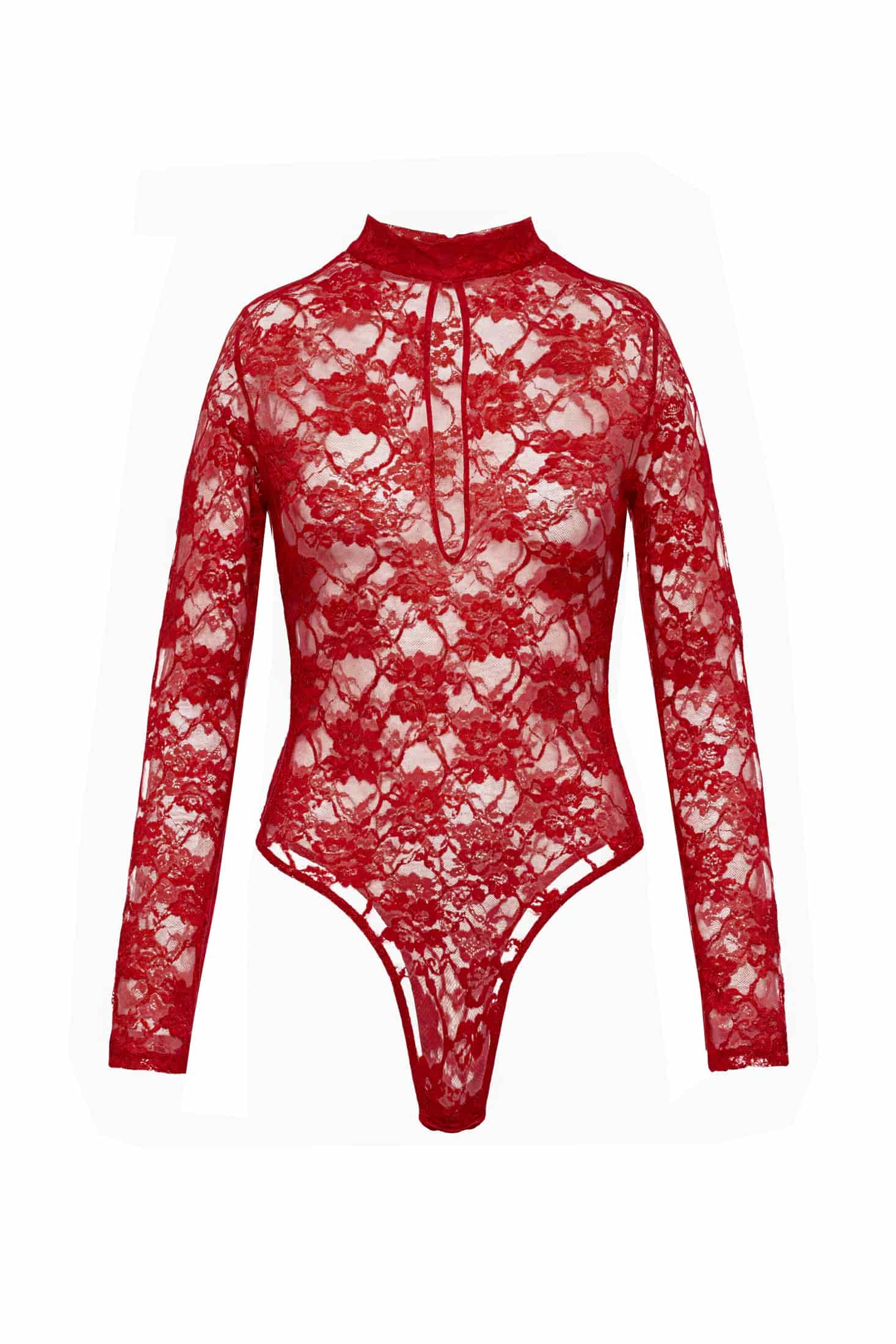 RED LACE BODYSUIT - miniatura 2