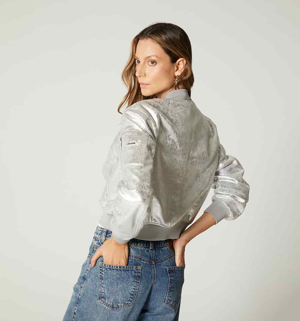 Bomber jacket con efecto foil - miniatura 3