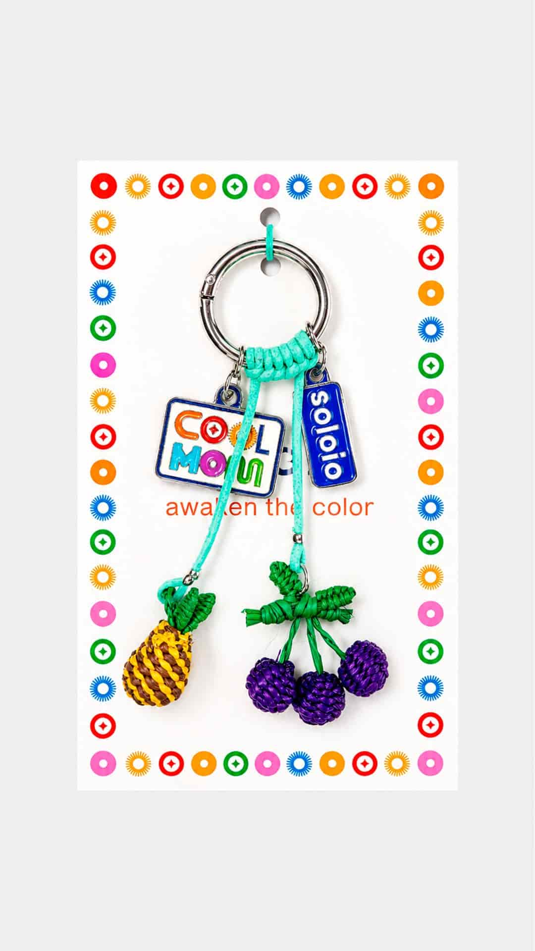Iraca palm fish and cherries keychain "Cool Mom" - miniatura 2