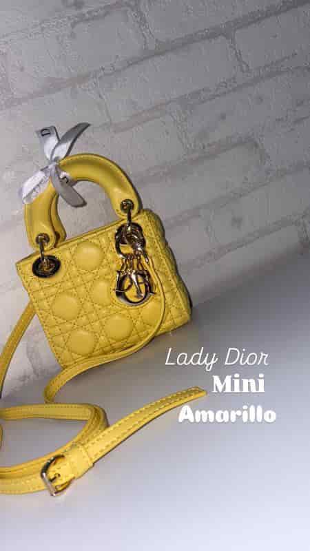 BOLSO LADY DIOR MINI AMARILLO - miniatura 1