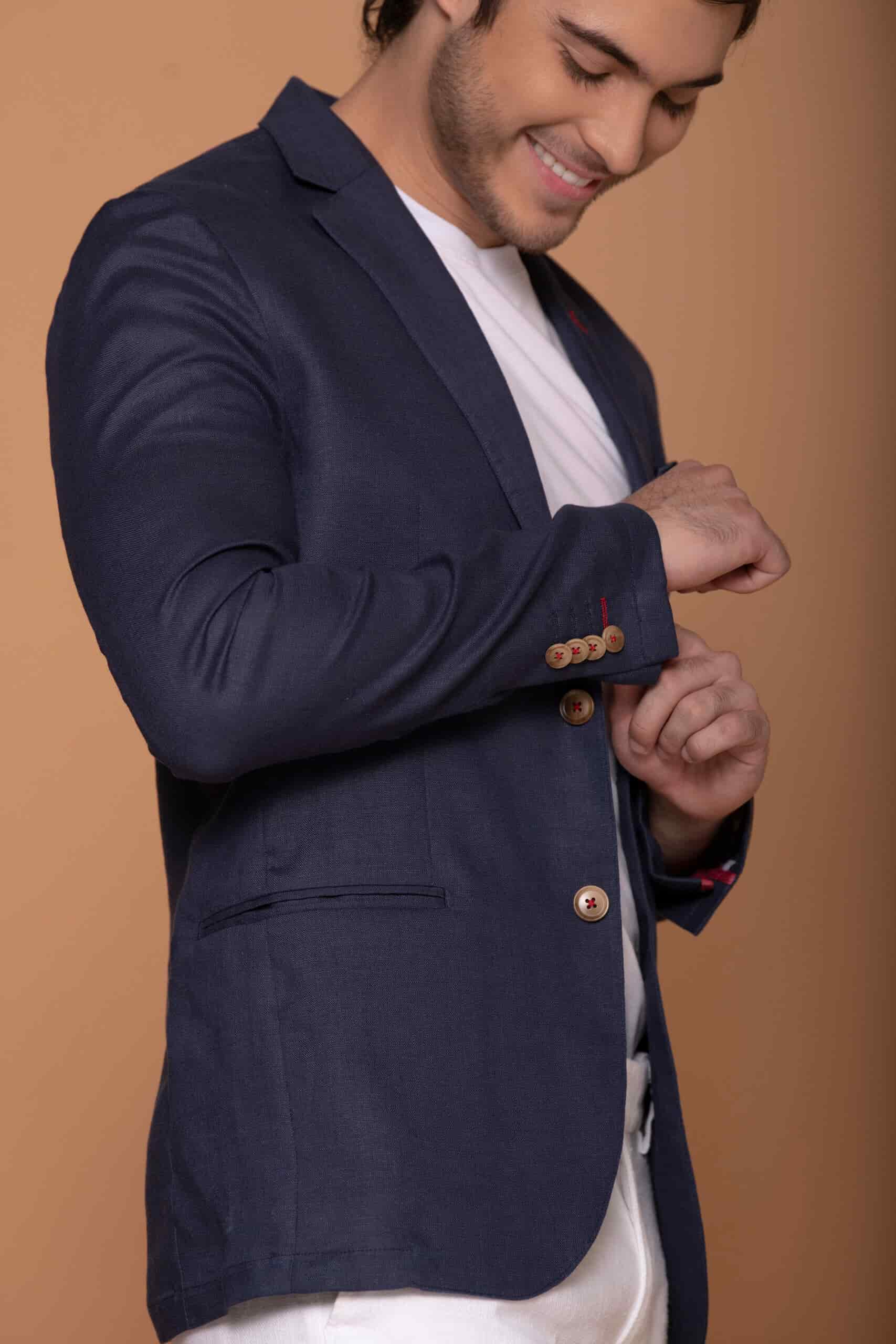 Blazer Vento Lino Azul Navy - miniatura 7