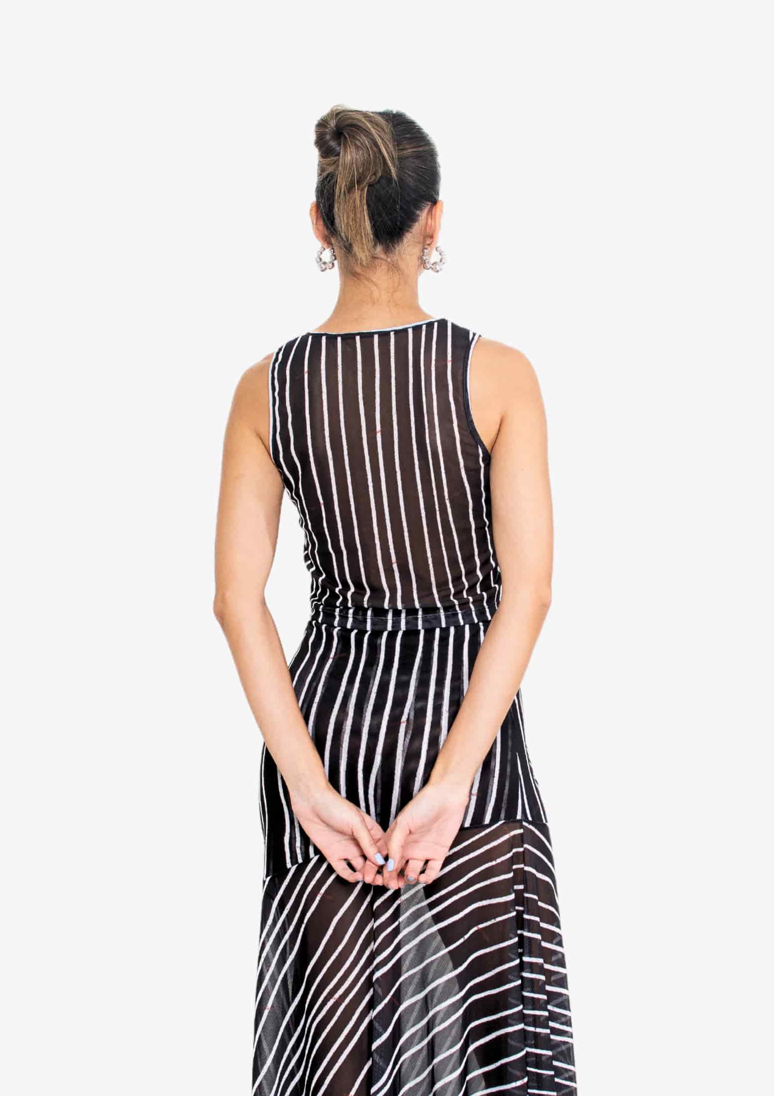 Black Stripes Mesh Crop Tank Top - miniatura 4