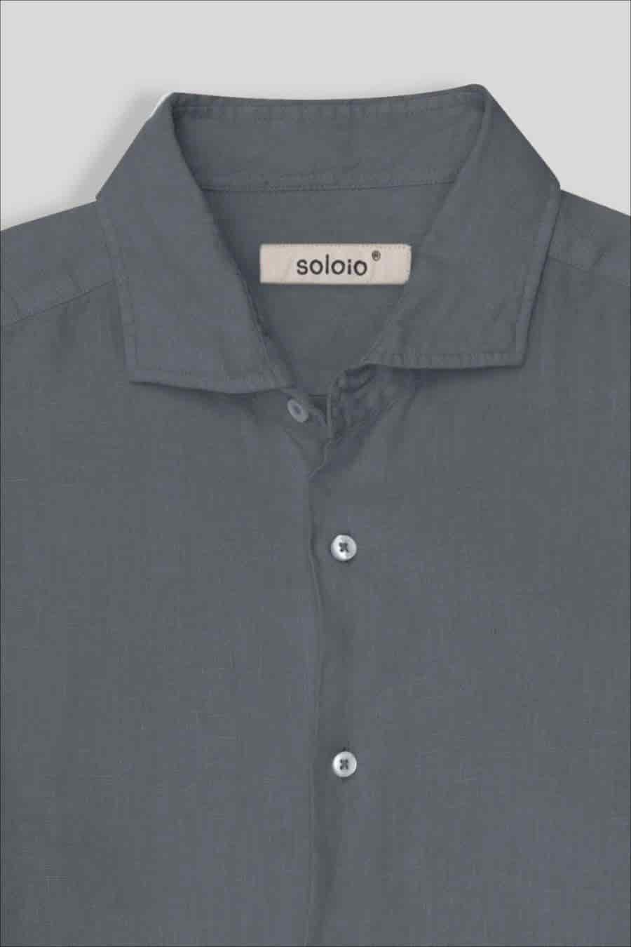 Men's linen shirt smoke basic - miniatura 4