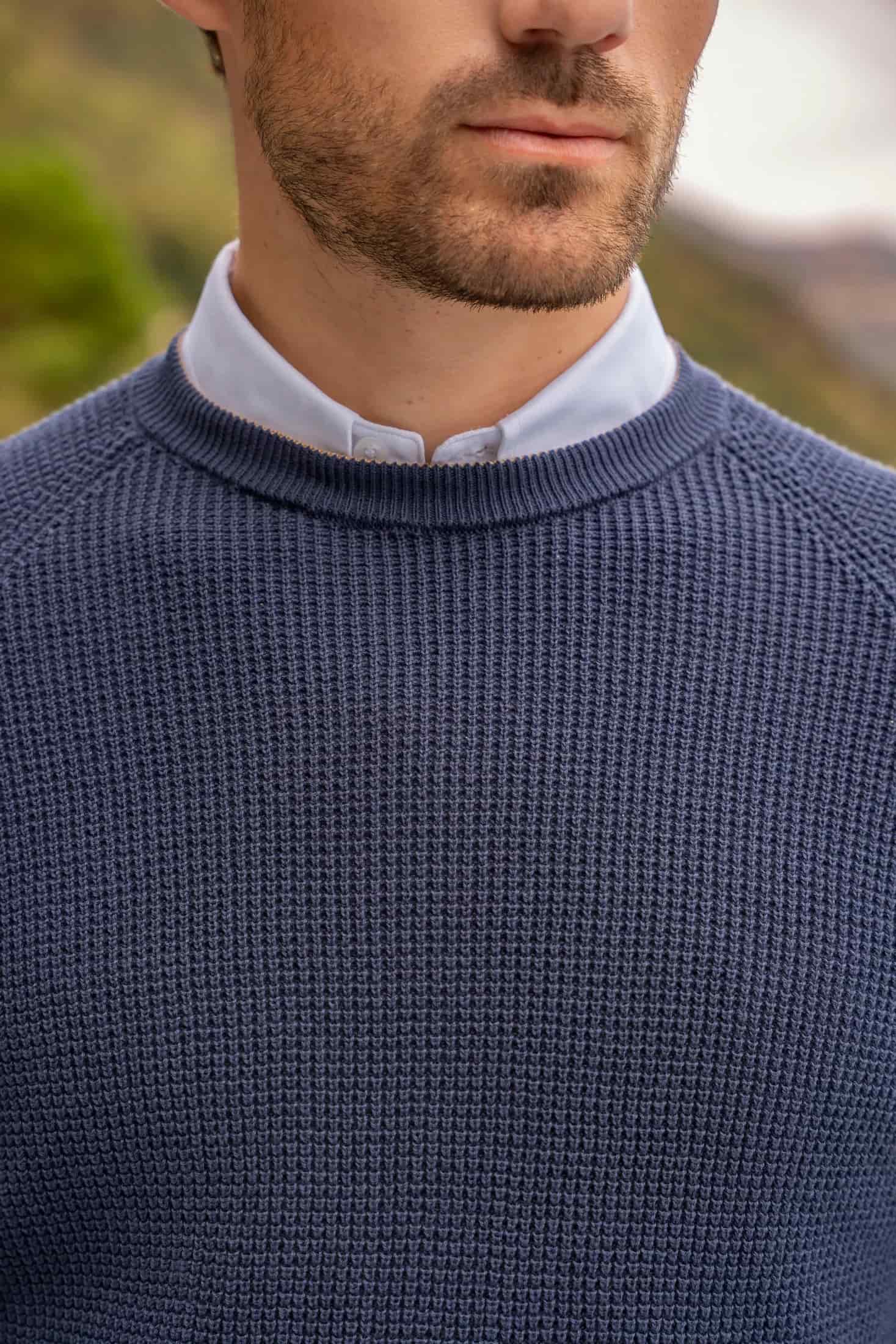 Suéter Vigneto Cuello redondo Hombre Azul Oscuro - miniatura 2