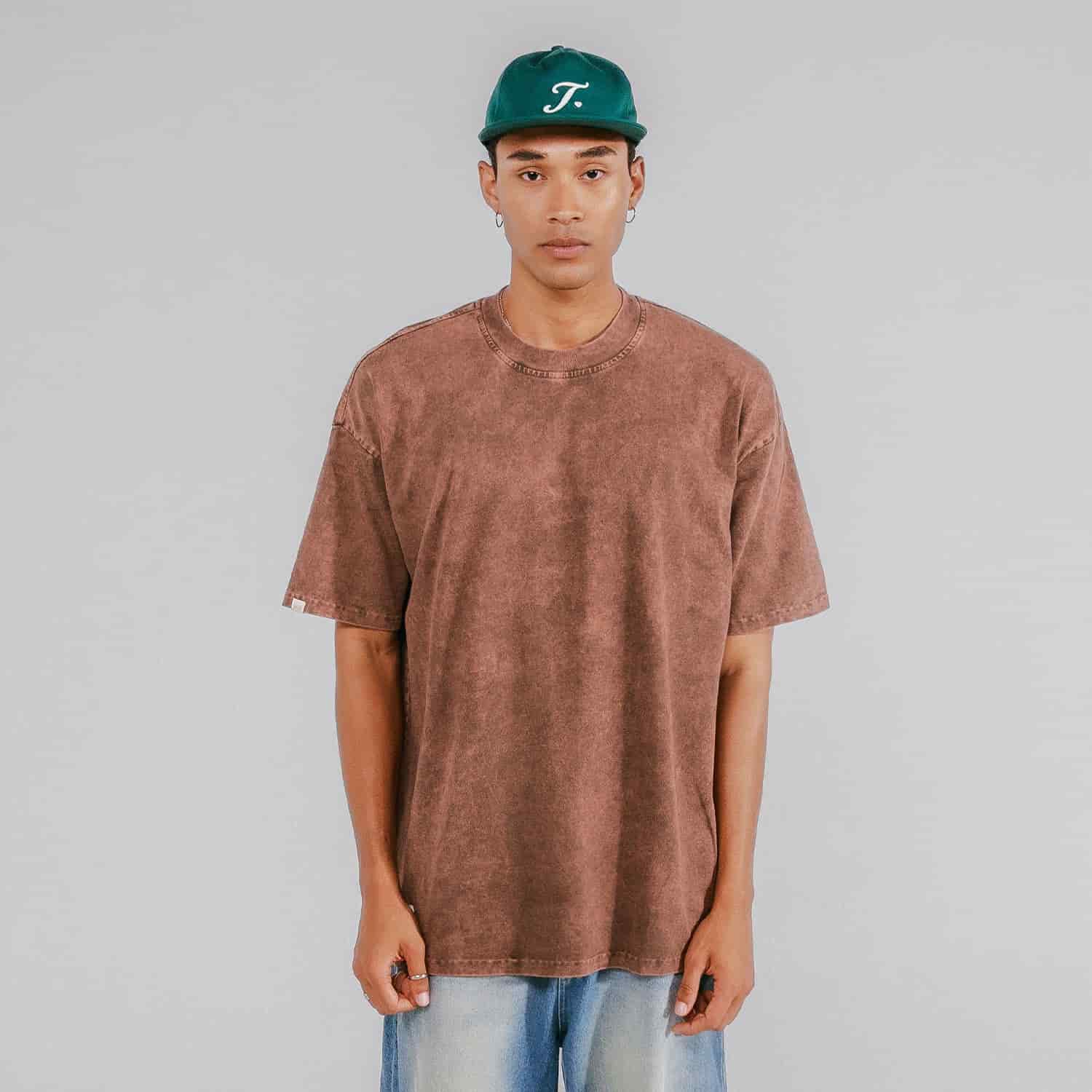 Oversized Washed T- Shirt - Brown - miniatura 2