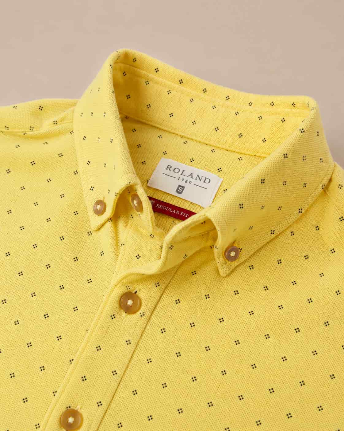 Camisa en tejido de punto con mini prints amarillo - miniatura 3