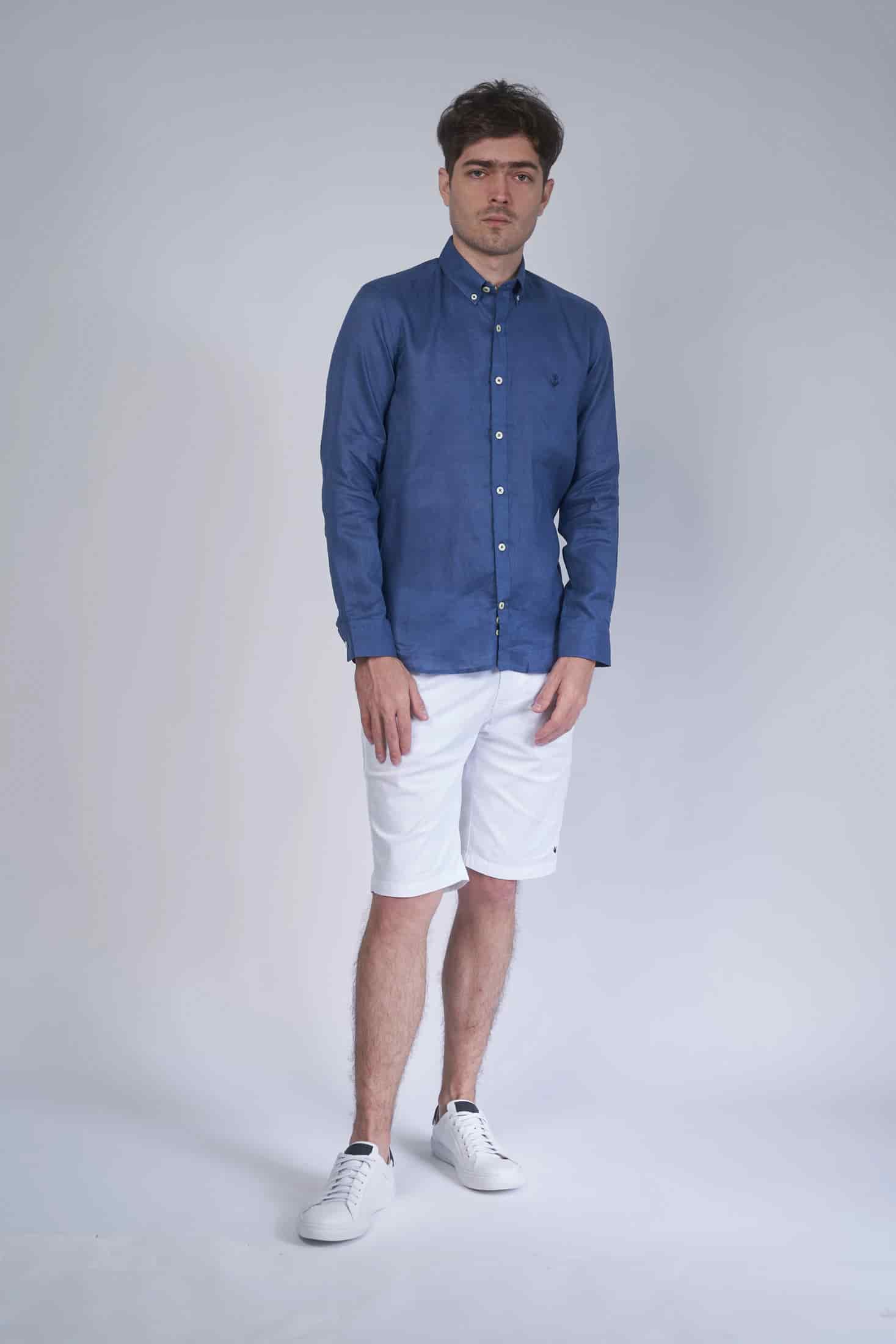 Camisa Lino Azul - miniatura 1