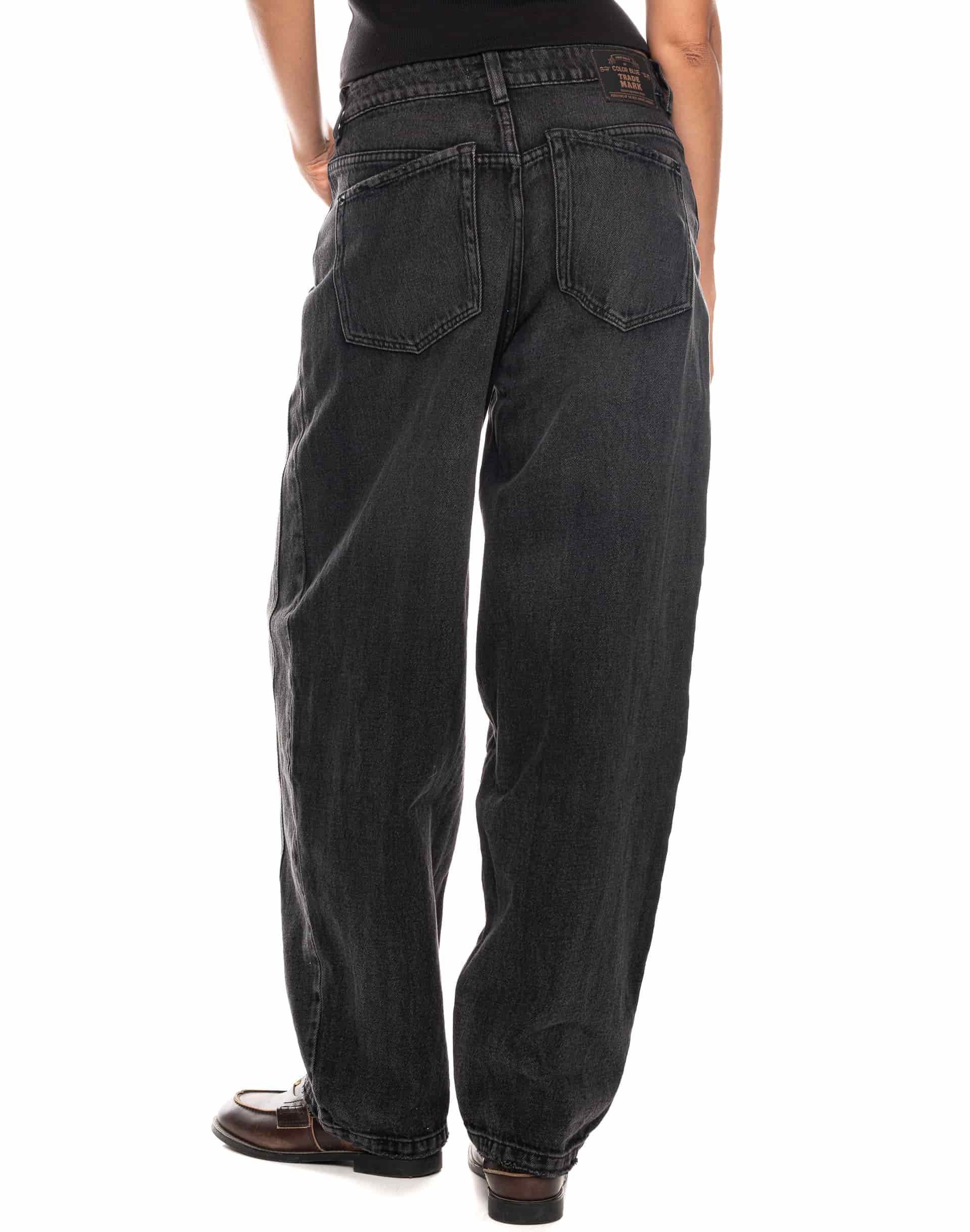 Jeans Wide Leg Tiro Medio Denim Negro - miniatura 3