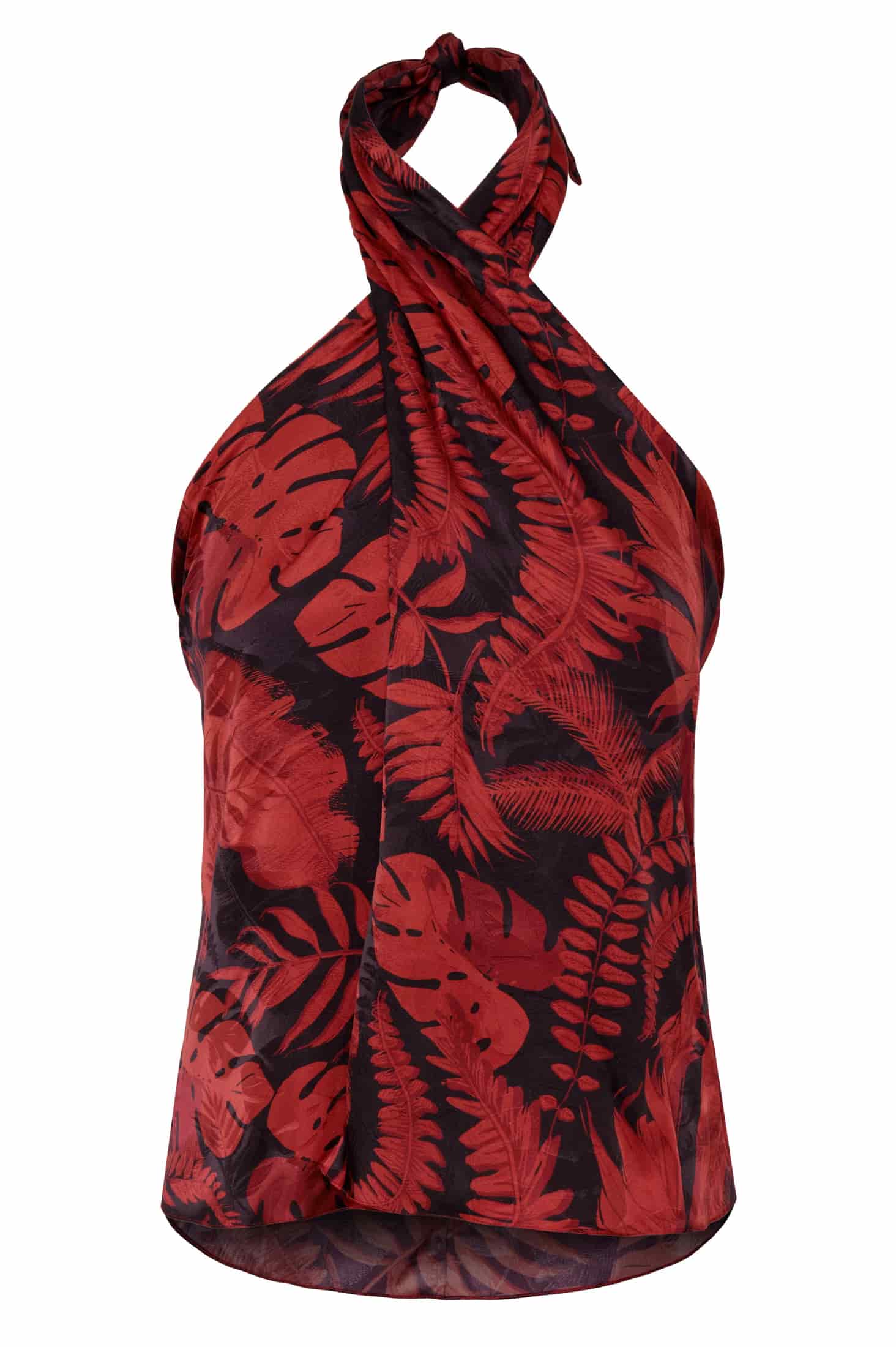 Cayetana Silk Jacquard Blouse – Cherry Rainforest - miniatura 1