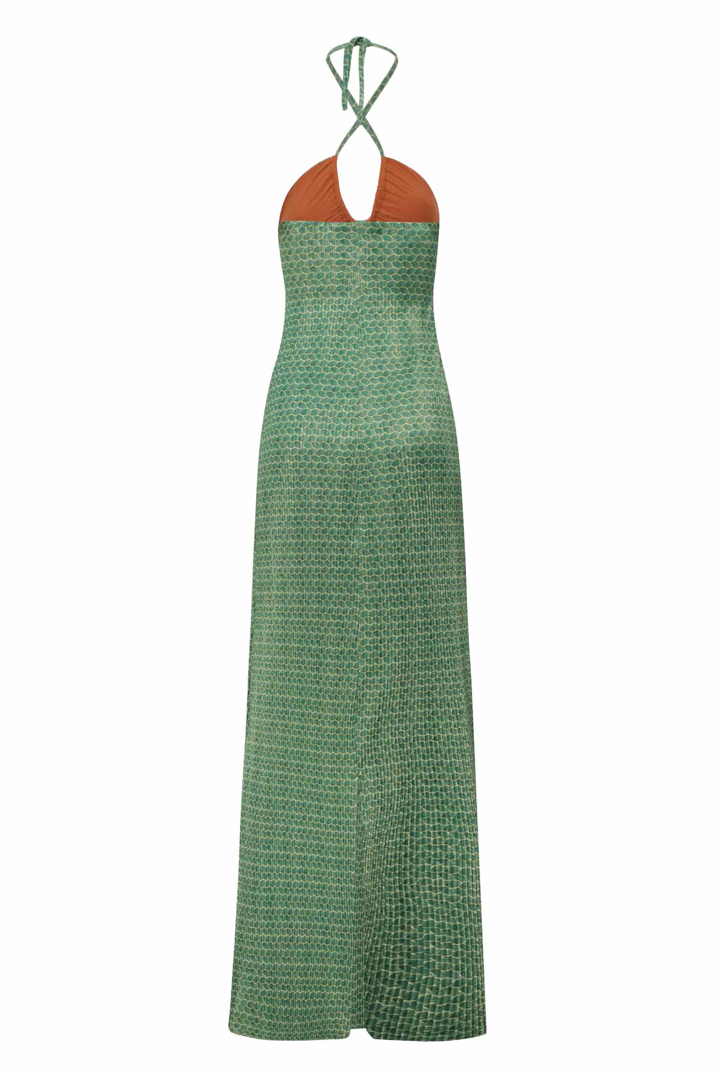 Josefina Shiny Jersey Maxi Dress / Emerald Mini Scales - miniatura 3