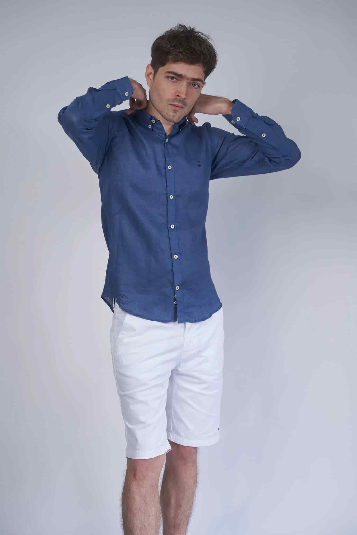Camisa Lino Azul - miniatura 3