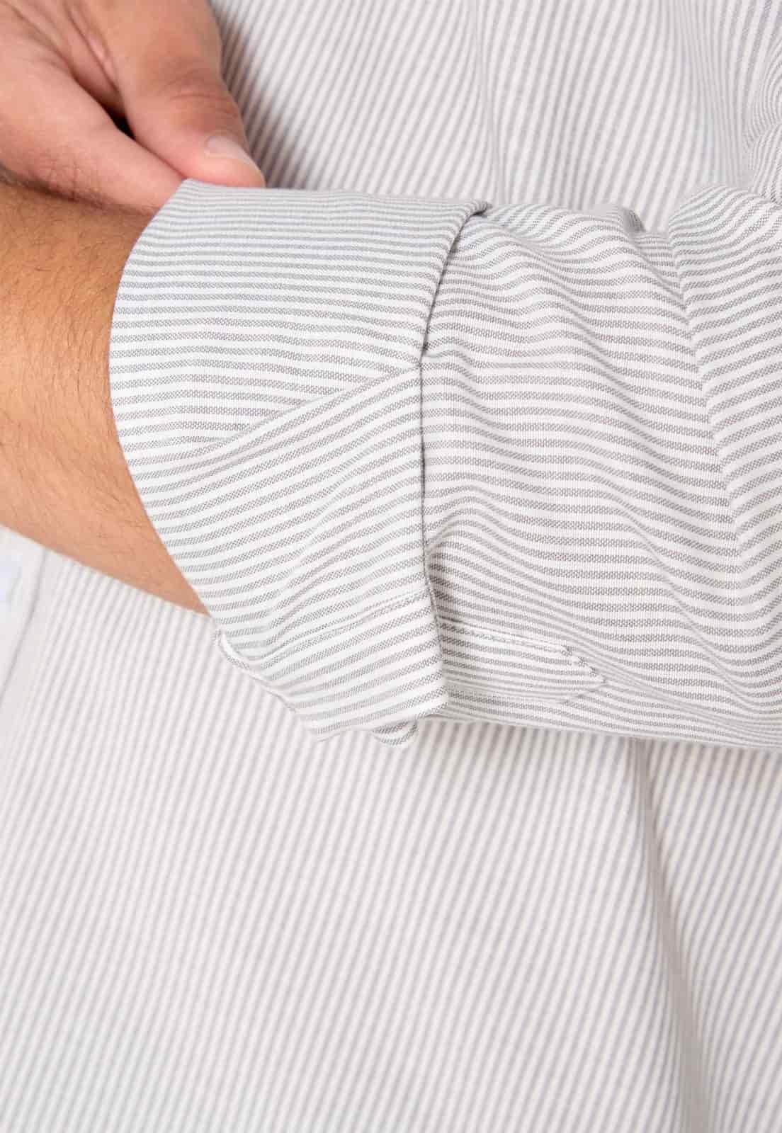 Camisa Manga Larga Oxford Rayas Grises - miniatura 7