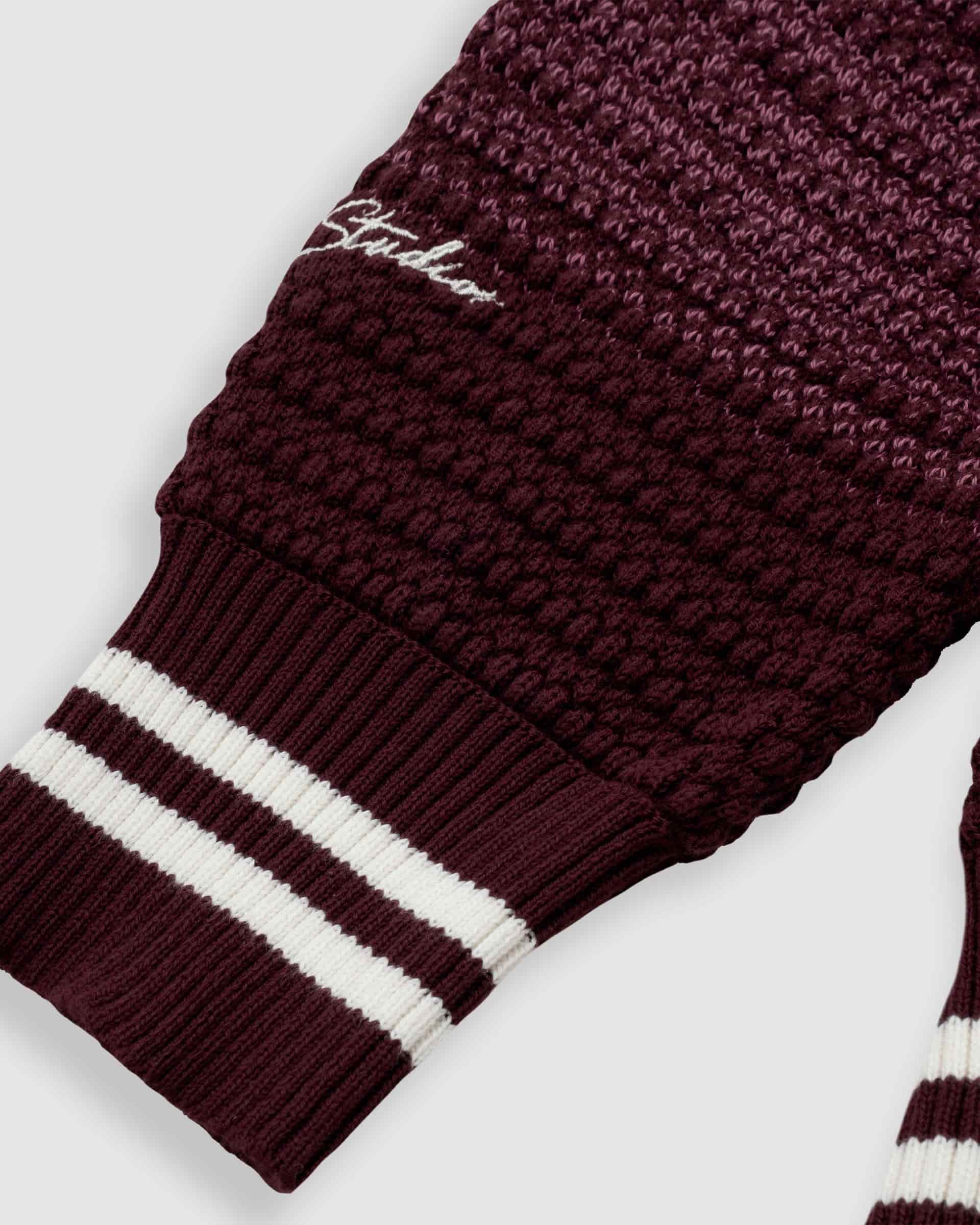 Zip Polo Gradient Knitwear - Burgundy y Crema - miniatura 4