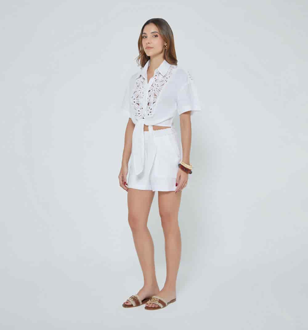 Blusa manga corta con anudado - miniatura 1