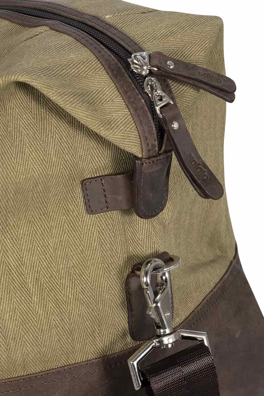 Men's vintage leather and canvas briefcase - miniatura 3